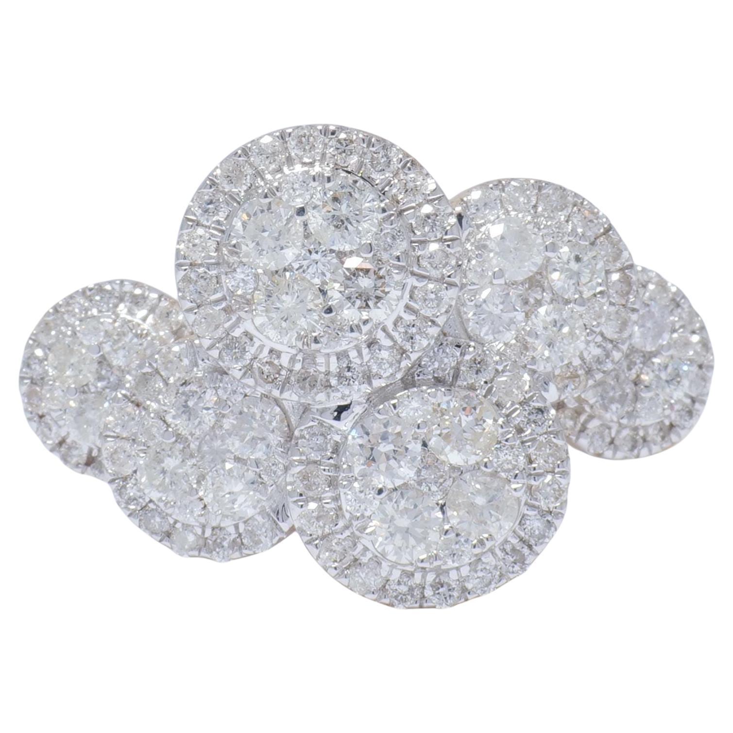 Anello con diamante a nuvola in oro massiccio 14K (certificato) in vendita