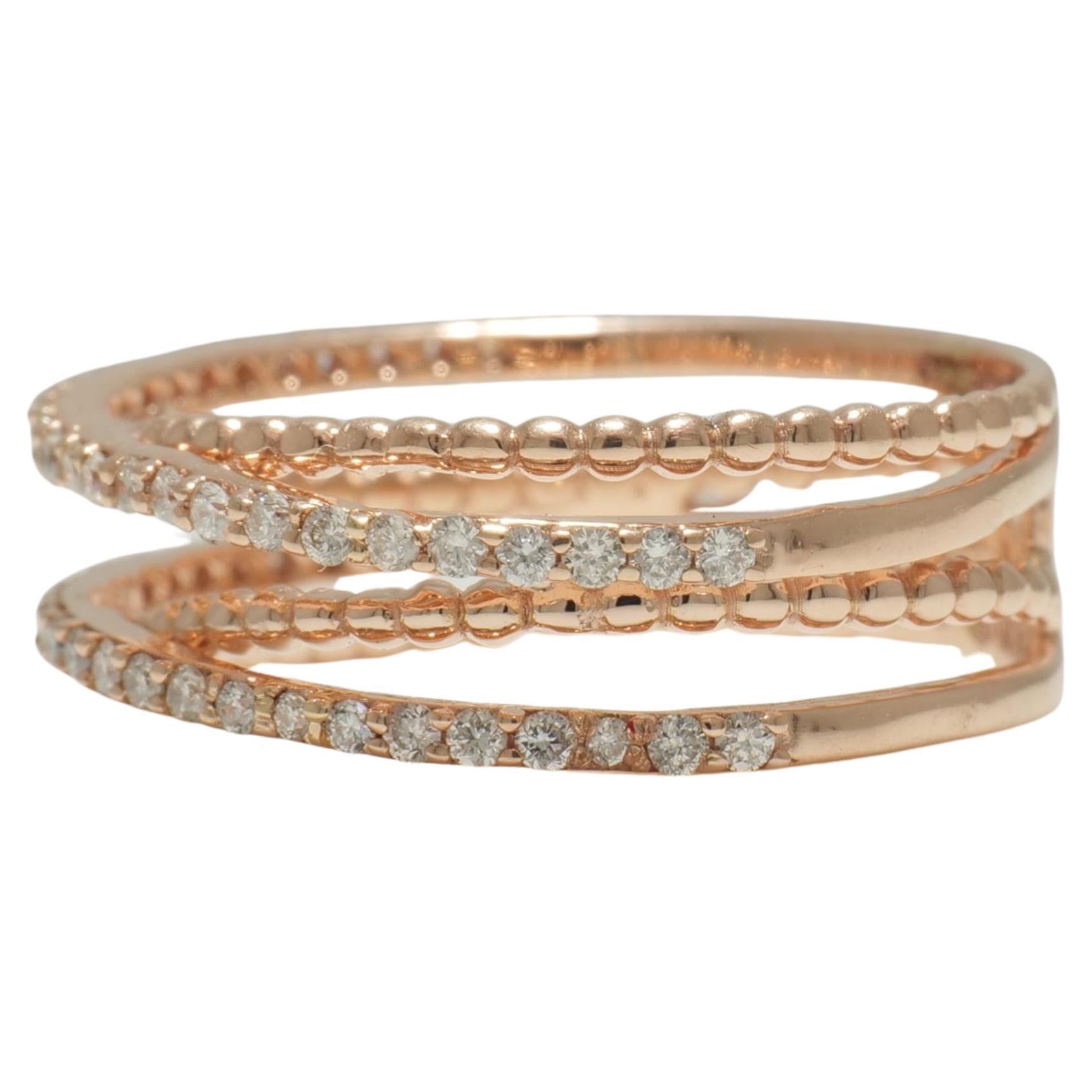 Twist-Diamantring aus massivem 14-karätigem Gold (zertifiziert)