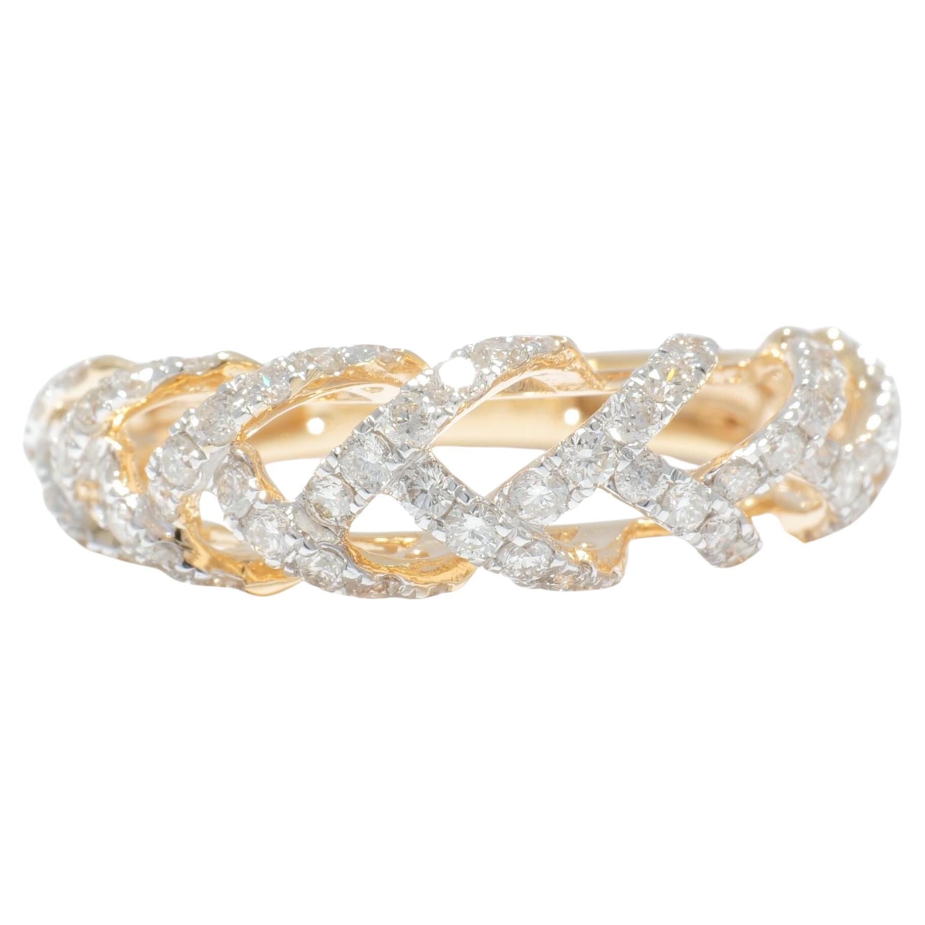 Diamantring im Webdesign aus 14K massivem Gold (zertifiziert)