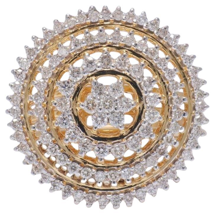 Spiral-Diamantring mit Blumenblumen aus 14k massivem Gold (zertifiziert)