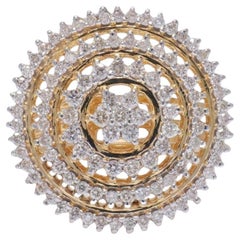 Spiral-Diamantring mit Blumenblumen aus 14k massivem Gold (zertifiziert)