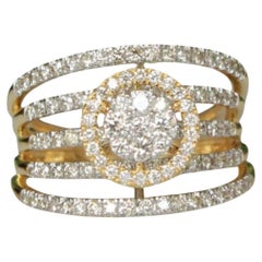 Verlobungsring mit Halo-Diamant aus 14K massivem Gold (zertifiziert)