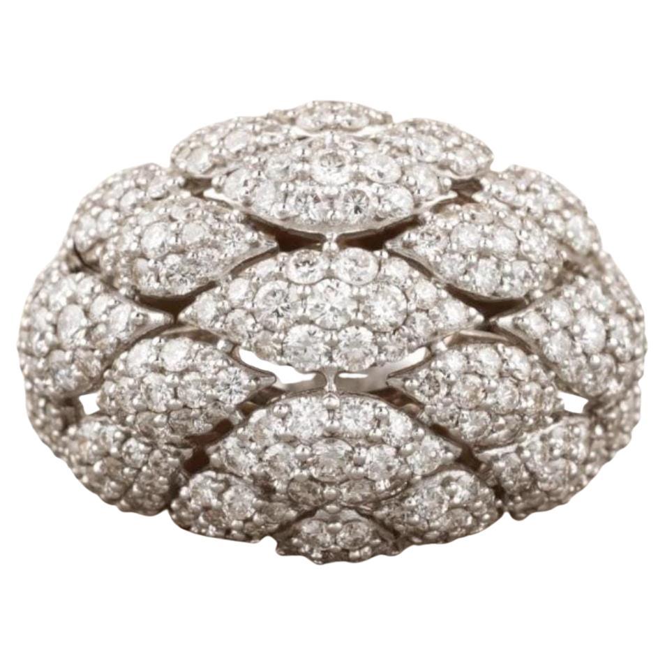 Dome Cluster Natural Diamond Cocktail Ring in 14k Solid Gold (Certified) For Sale