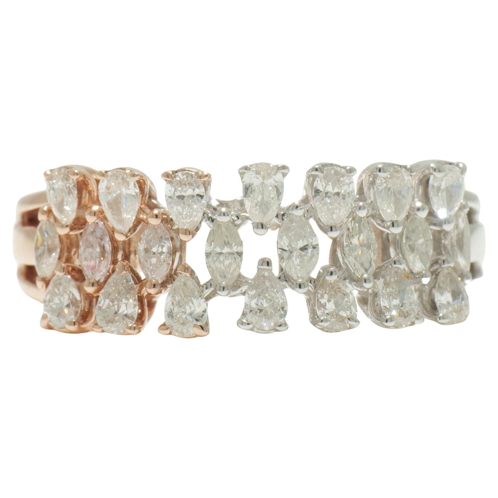 Pear
Marquise Diamond Band Ring in 14K Solid Gold (Certified)