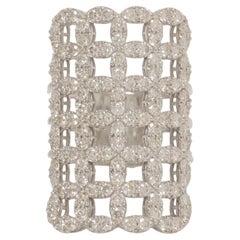 Check Design Triple Shank Cocktail Diamond Ring in 14k Solid Gold (Certified)