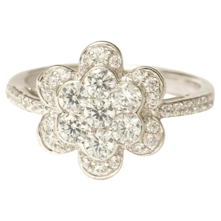 Floral Natural Diamond Statement Ring in 14K Solid Gold (Certified)