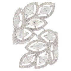 Marquise Natural Diamond Halo Leaf Ring in 14k Solid Gold (Certified)