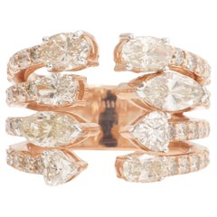 Pear
Oval Natural Diamond Broad Band Ring in 14K Solid Gold (Certified)