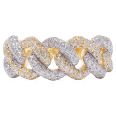 Miami Cuban Natural Diamond Eternity Band Ring in 14K Solid Gold (Certified)