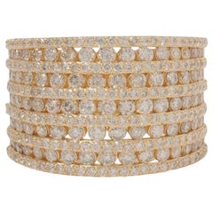 Eternity Natural Diamond Statement Broad Ring in 14K Solid Gold (Certified)