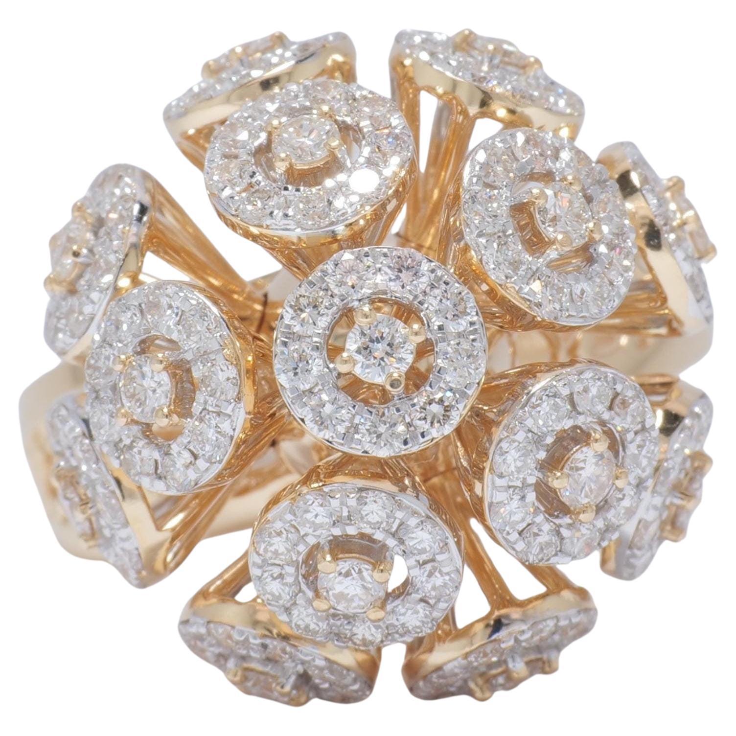 Orb Statement Natural Diamond Ring in 14K Solid Gold (Certified)