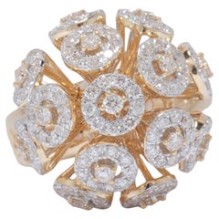 Orb Statement Natural Diamond Ring in 14K Solid Gold (Certified)