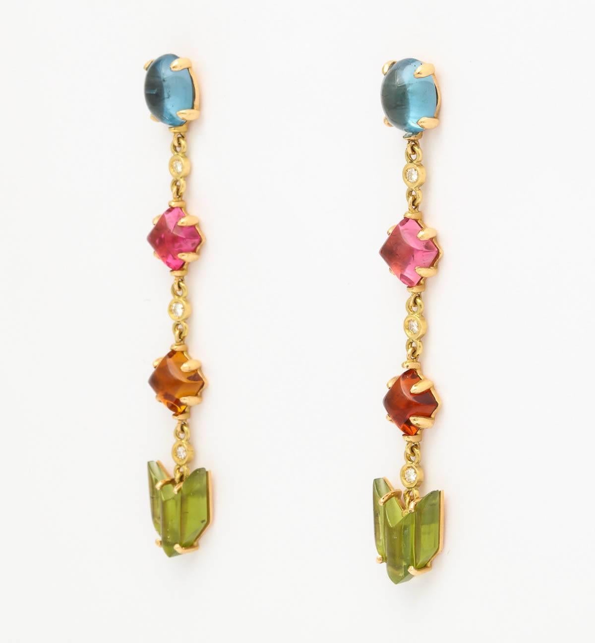 Semi precious stone drop earrings Clearance