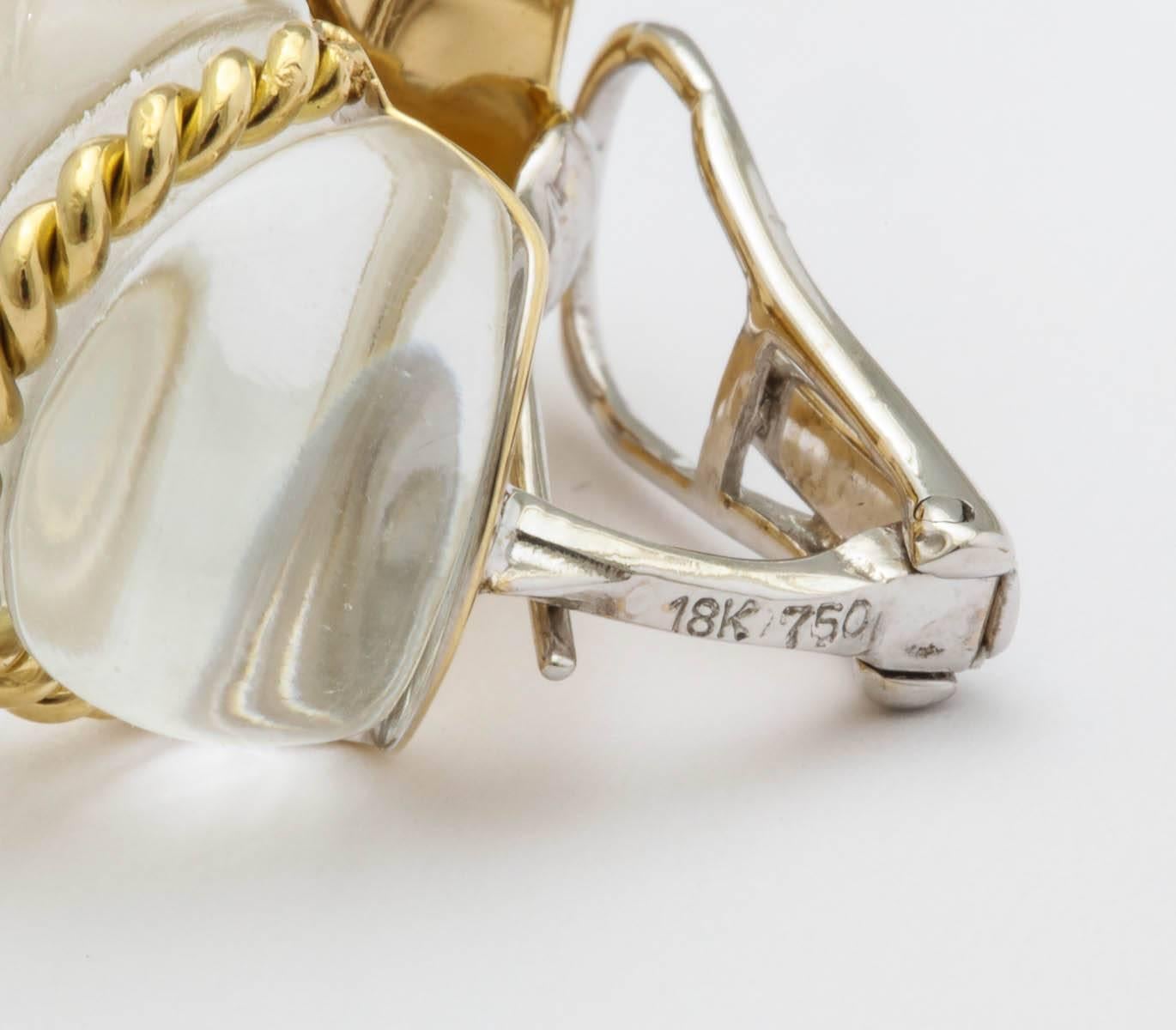 Women's rock Crystal Gold shrimp design earrings  For Sale
