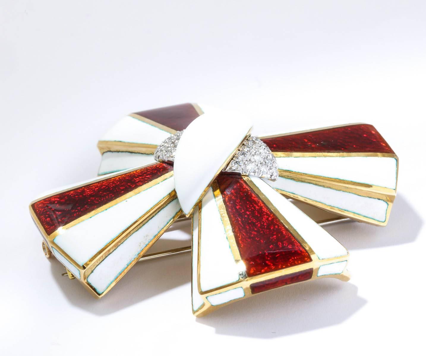 Women's David Webb Maltese Cross Enamel Gold diamond Pin