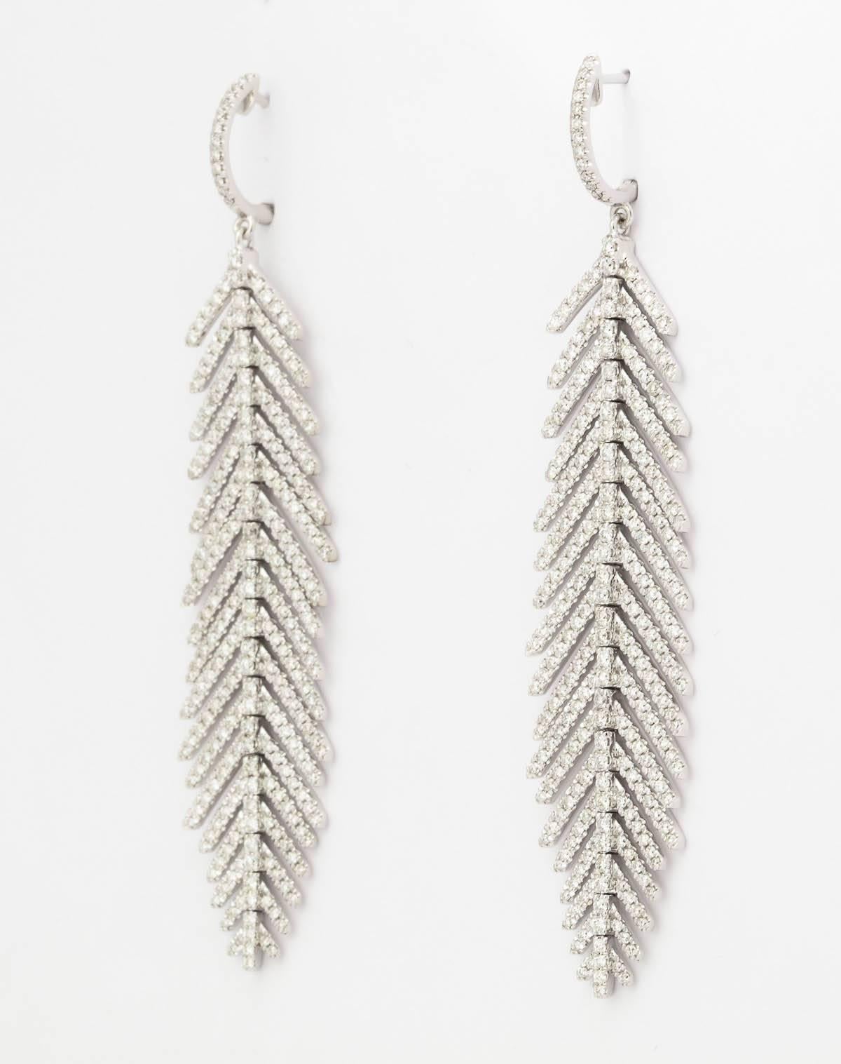diamond feather earrings