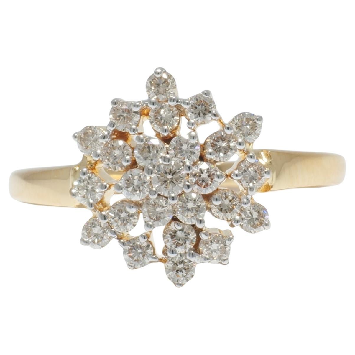Cluster Schneeflocken Diamantring aus 14k massivem Gold (zertifiziert)