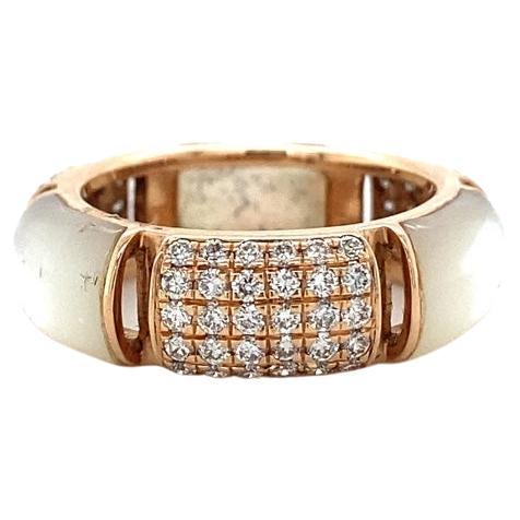 Mother of Pearl Diamond Ring in 14K Solid Gold (Certified) For Sale