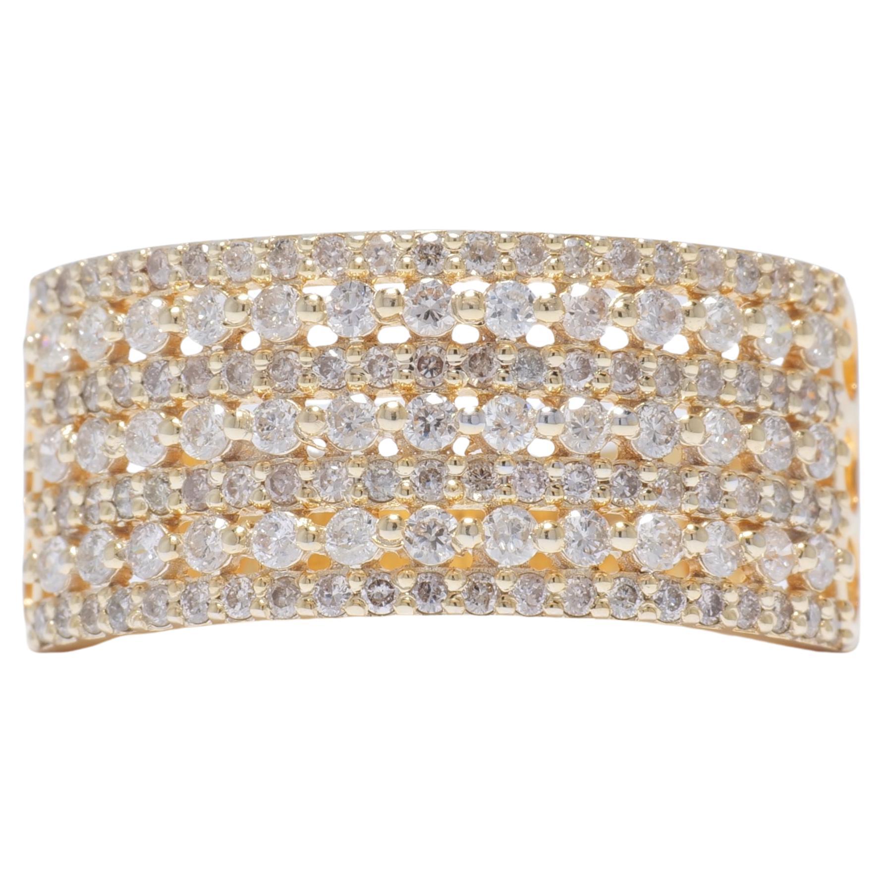 Eternity Diamond Broad Ring in 14k Solid Gold (Certified)