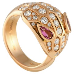 Bvlgari Serpenti 18K Rose Gold 0.70ct Diamond and Tourmaline Ring