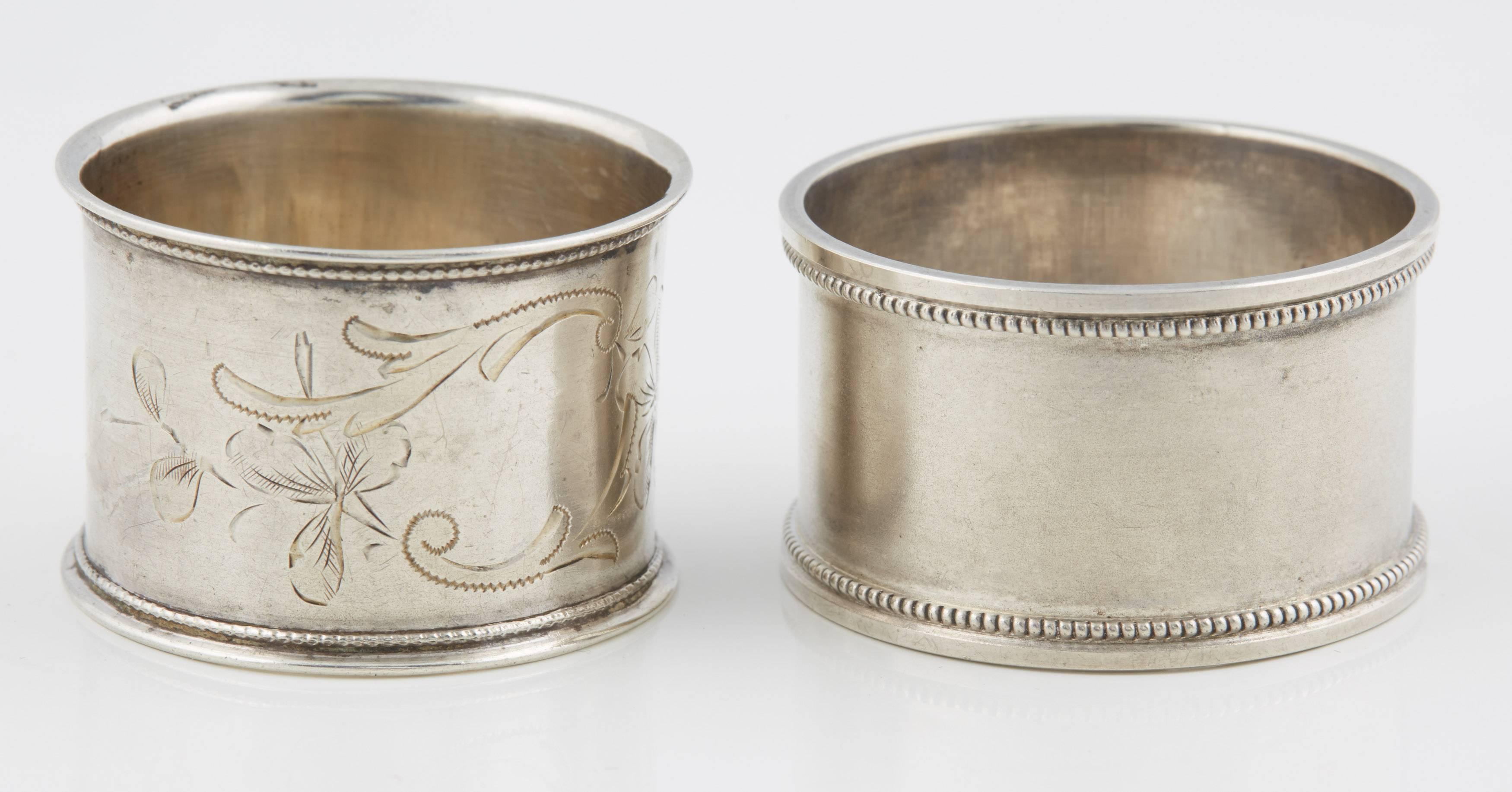 Two Russian Silver His and Hers Napkin Rings, circa 1908 In Good Condition In St. Catharines, ON