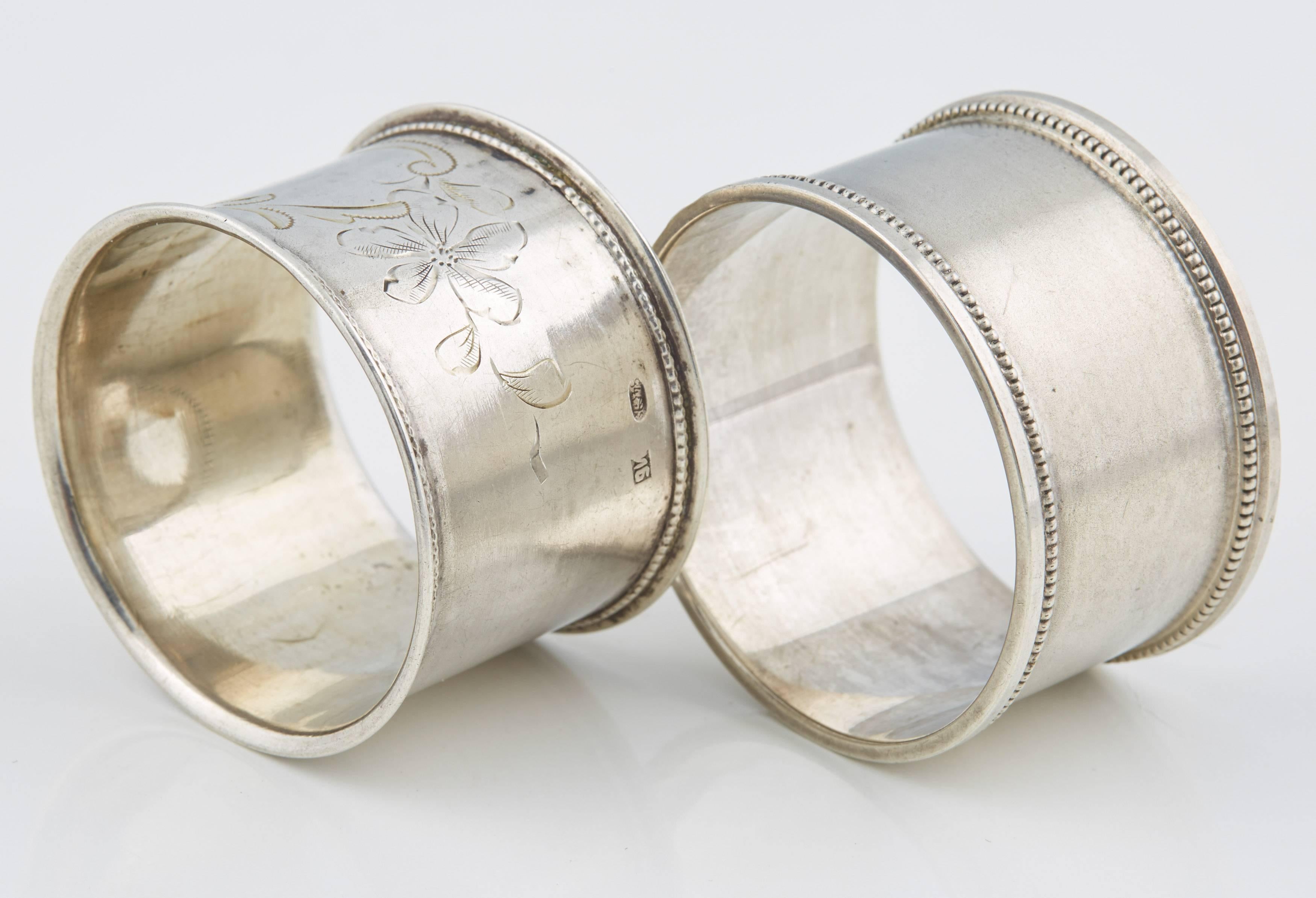 Two Russian Silver His and Hers Napkin Rings, circa 1908 1