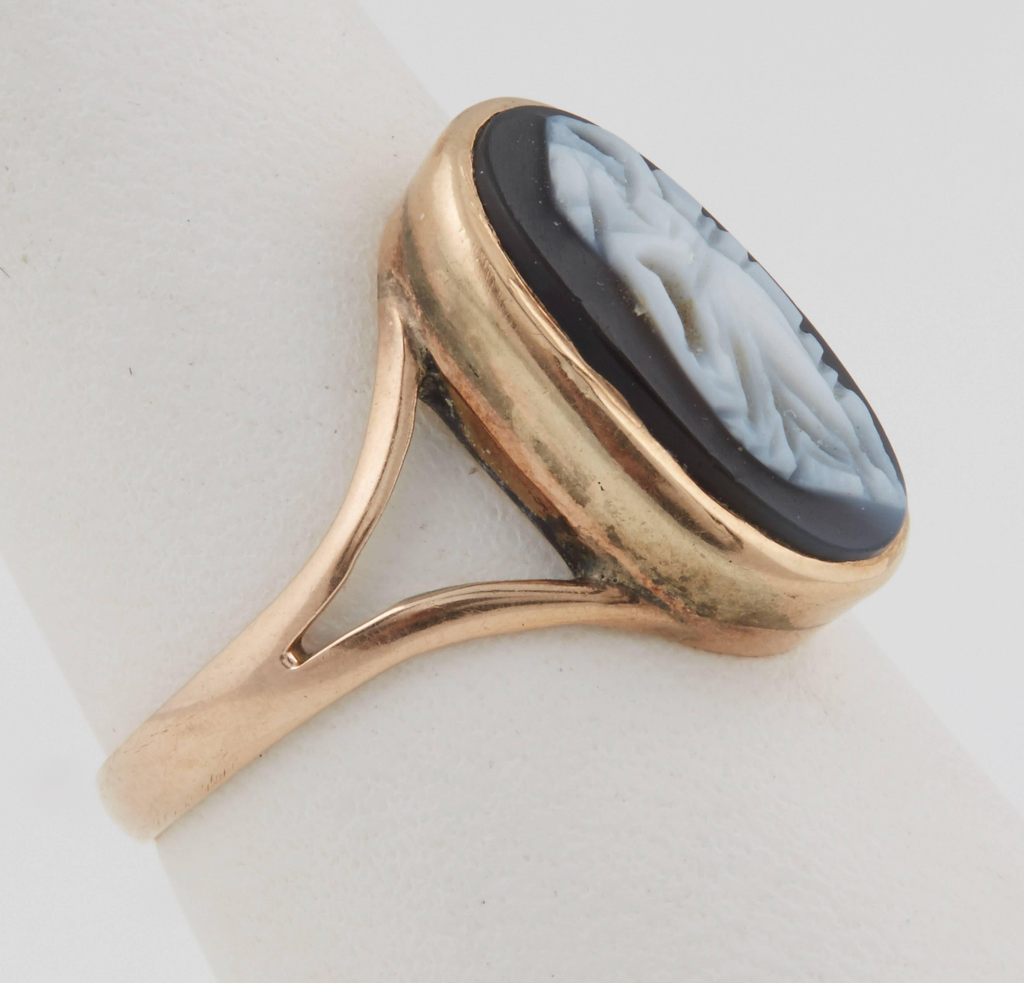 Classical Greek Gold Oval Cameo Ring, circa 1850