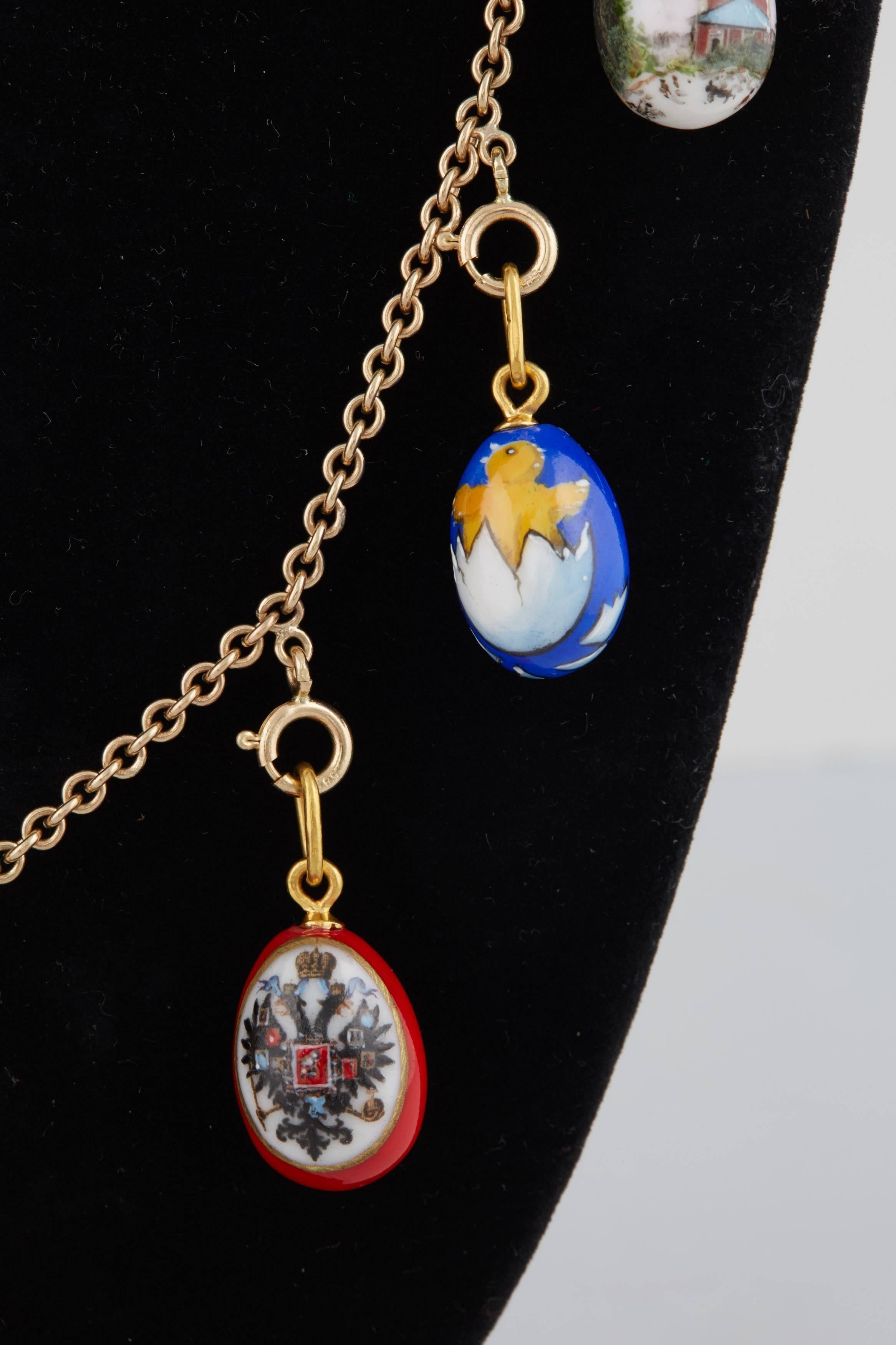 Dacha Easter Egg Necklace on Gold Chain by Marie Betteley In New Condition In St. Catharines, ON