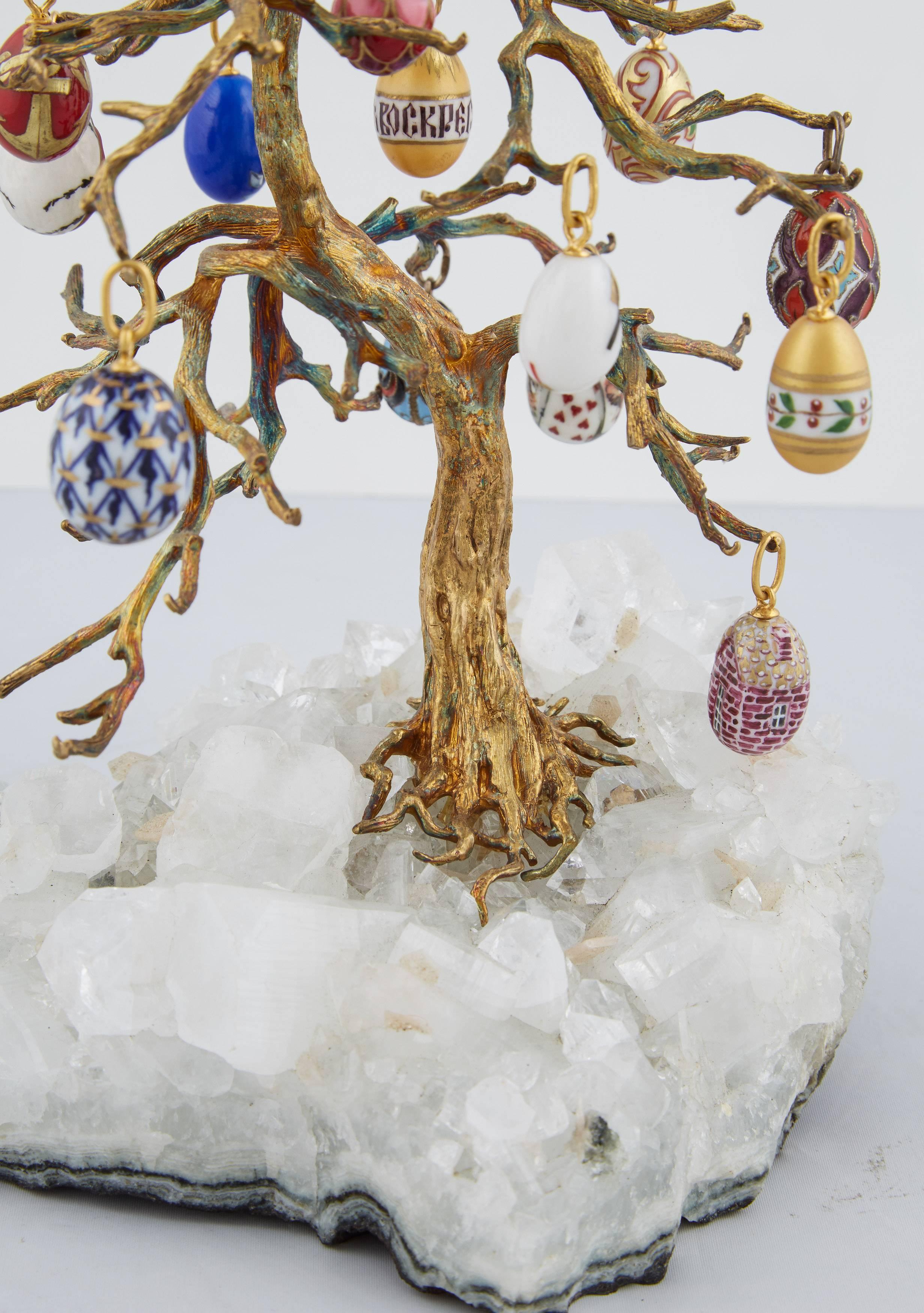 Russian Easter Egg Rock Crystal Tree, 20th century In Good Condition In St. Catharines, ON