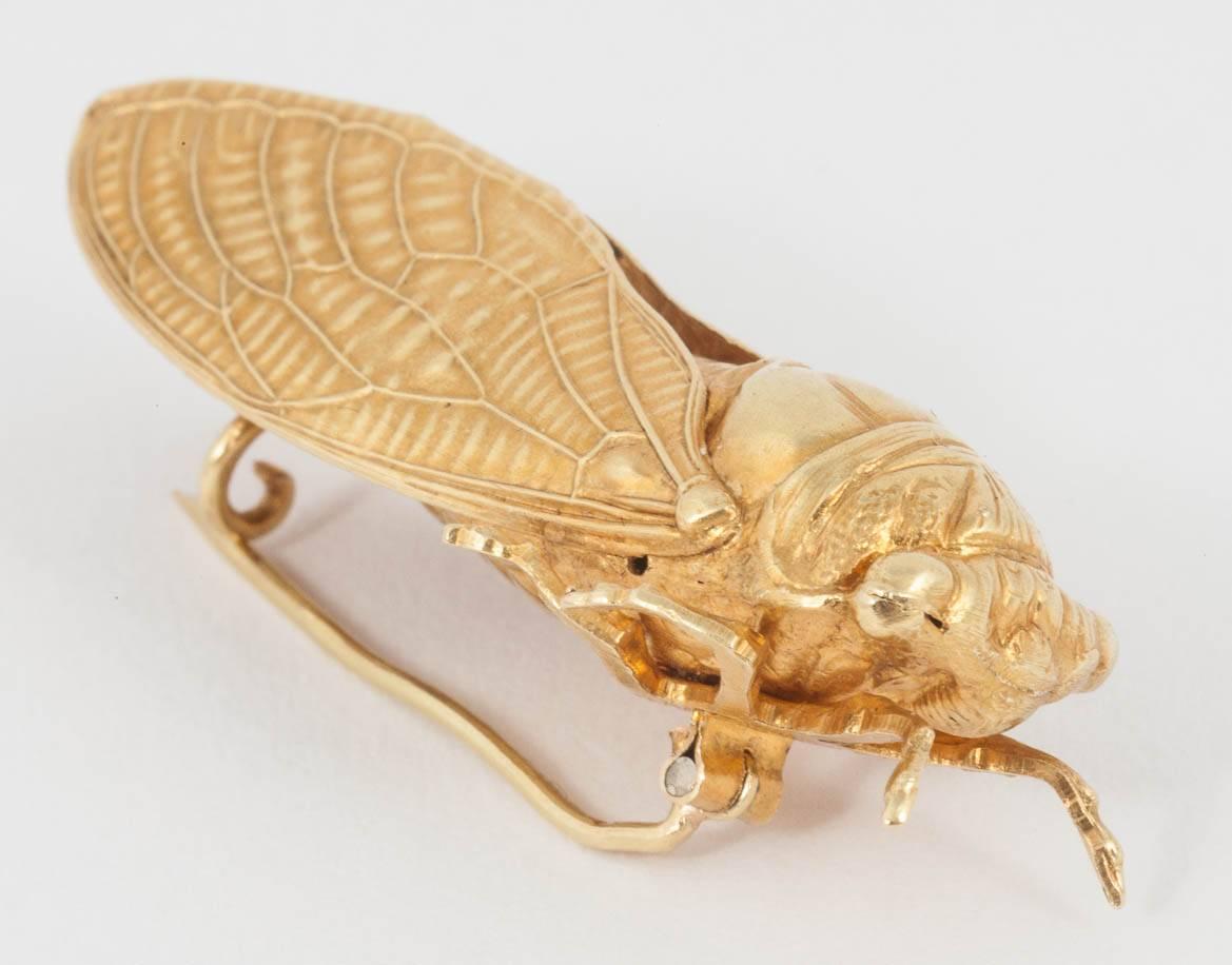 15ct Gold model of a cicada in the form of a brooch