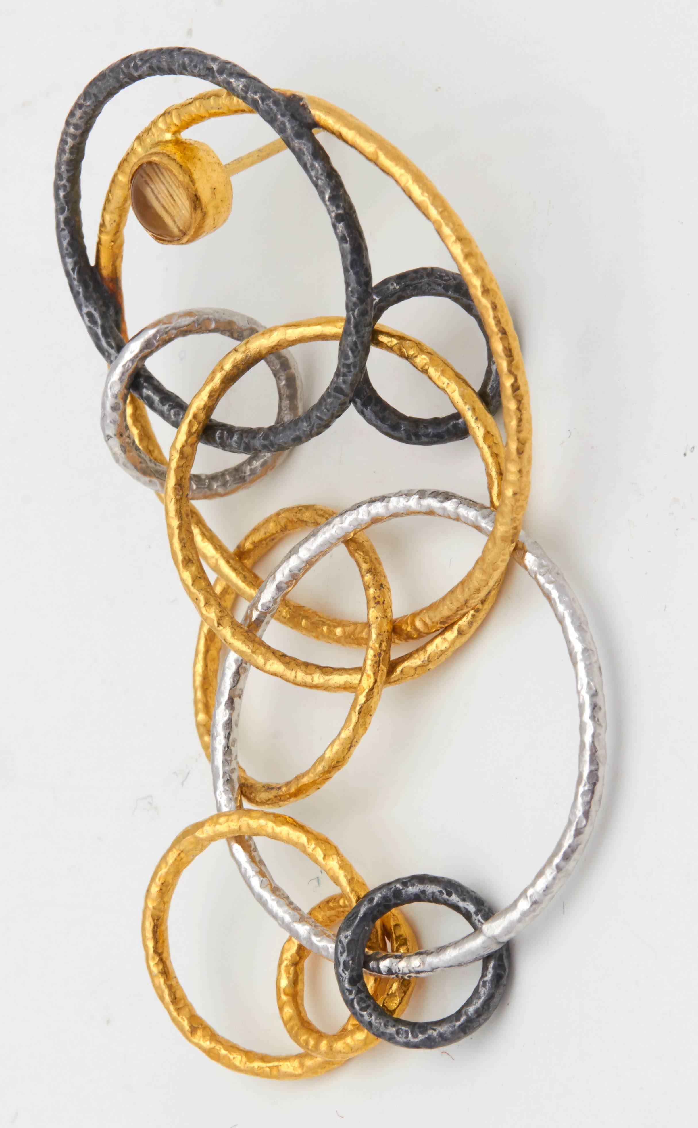 Silver Gold Hula Ring Earrings 1