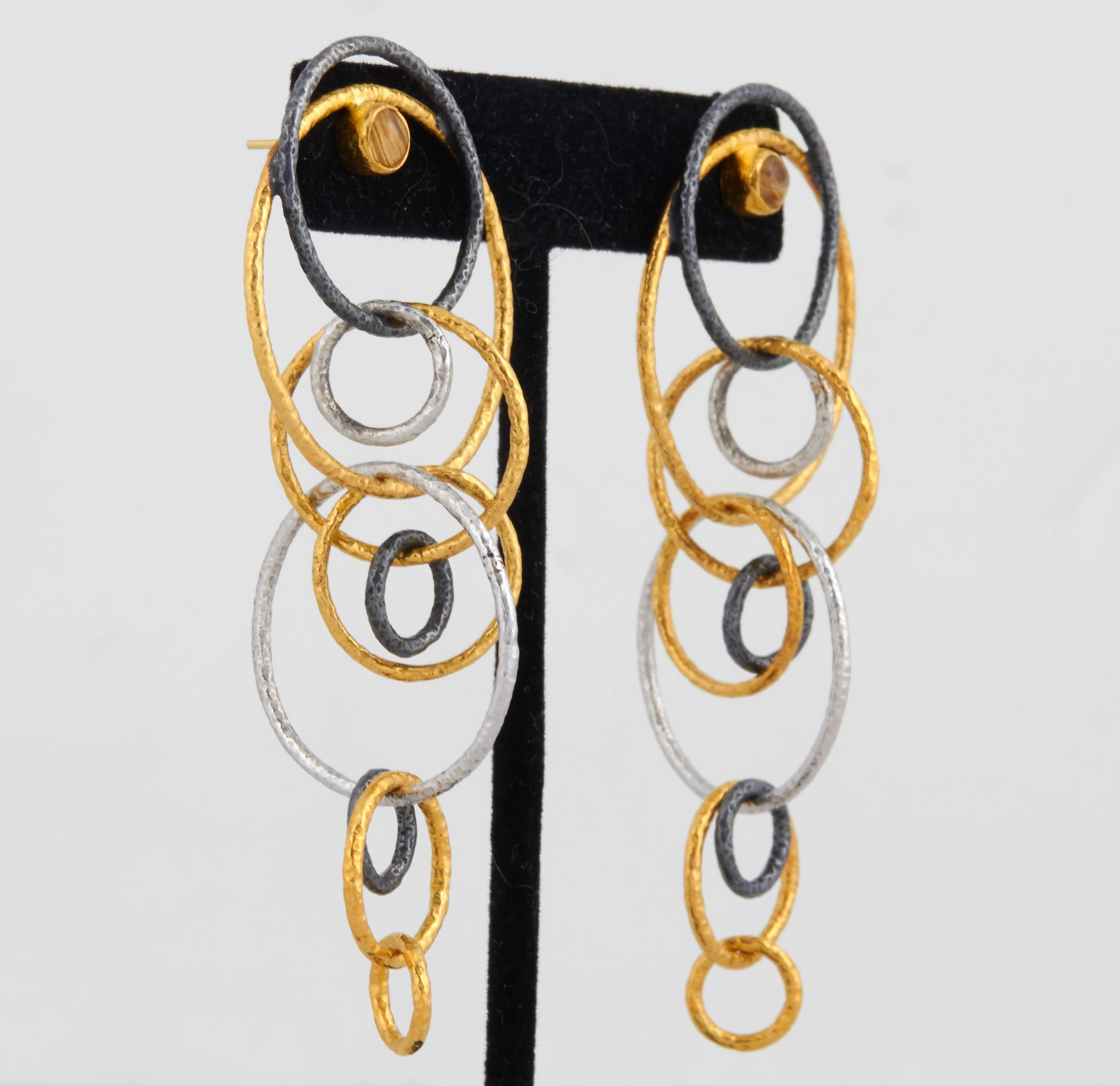 Silver Gold Hula Ring Earrings 3