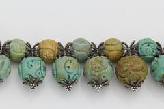 Carved Turquoise Diamond Collar Necklace