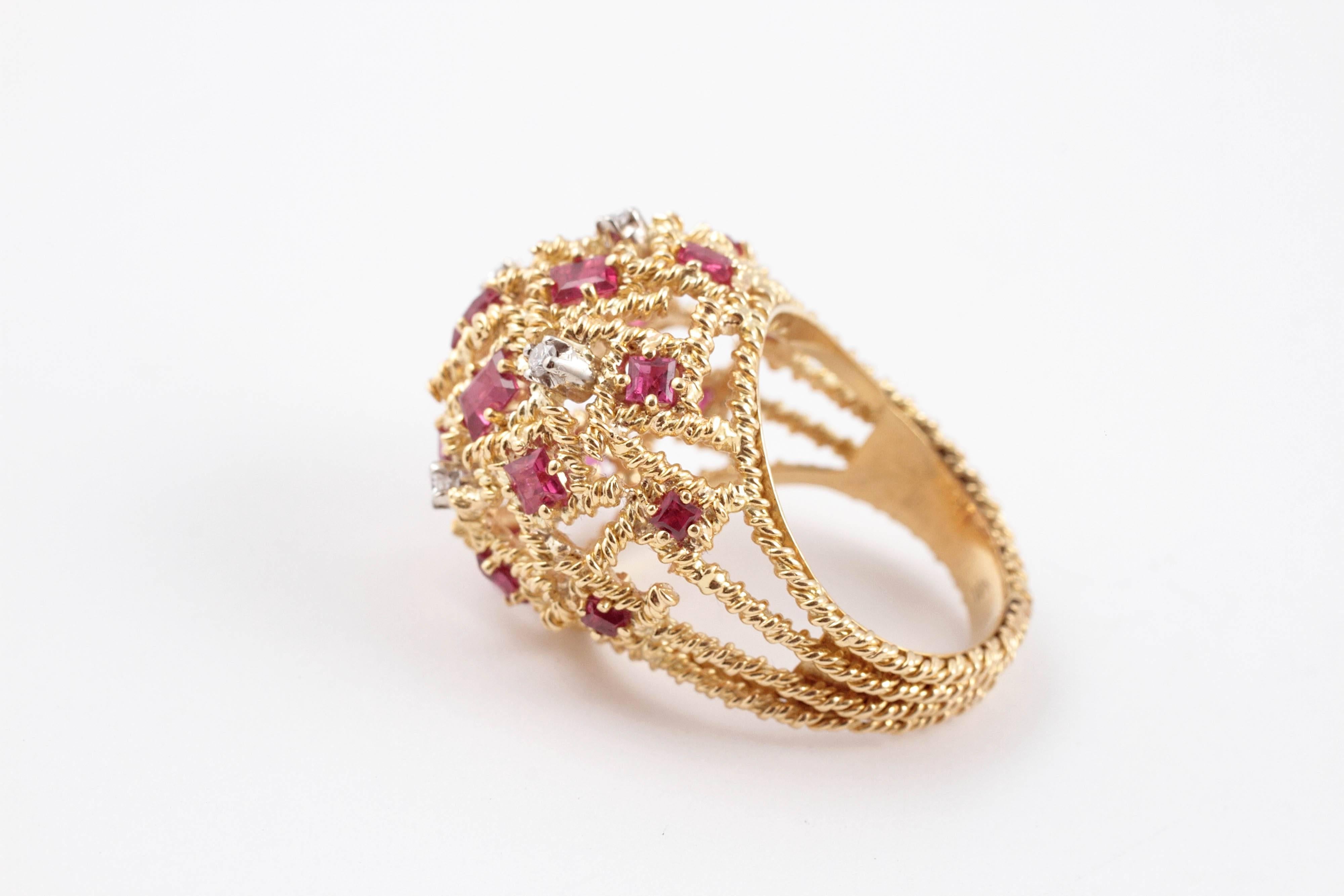 Two-Tone Large Ruby and Diamond Ring 1