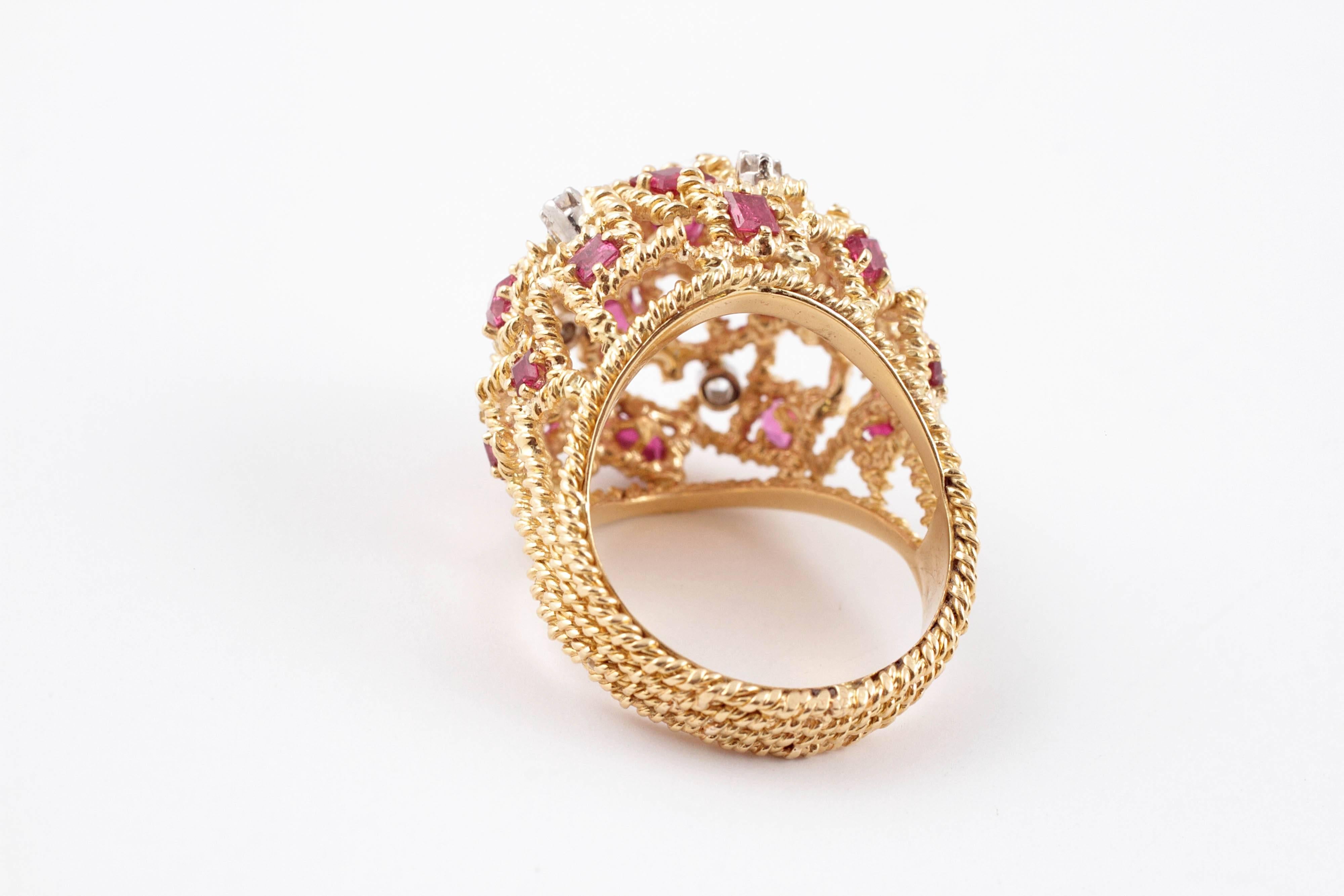 Two-Tone Large Ruby and Diamond Ring 2