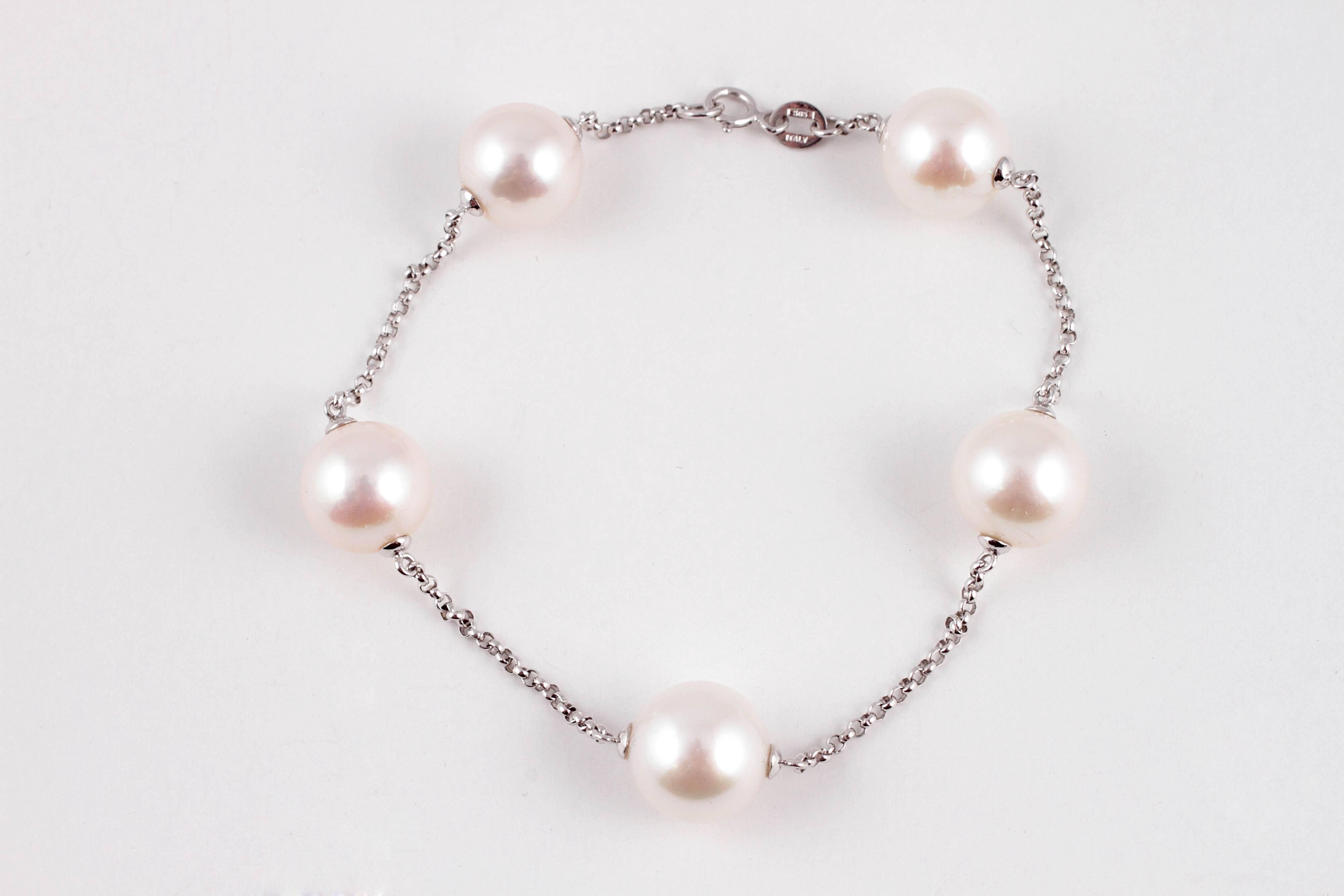 Mastoloni Bracelet de perles de culture des mers du Sud en or blanc Bon état - En vente à Dallas, TX