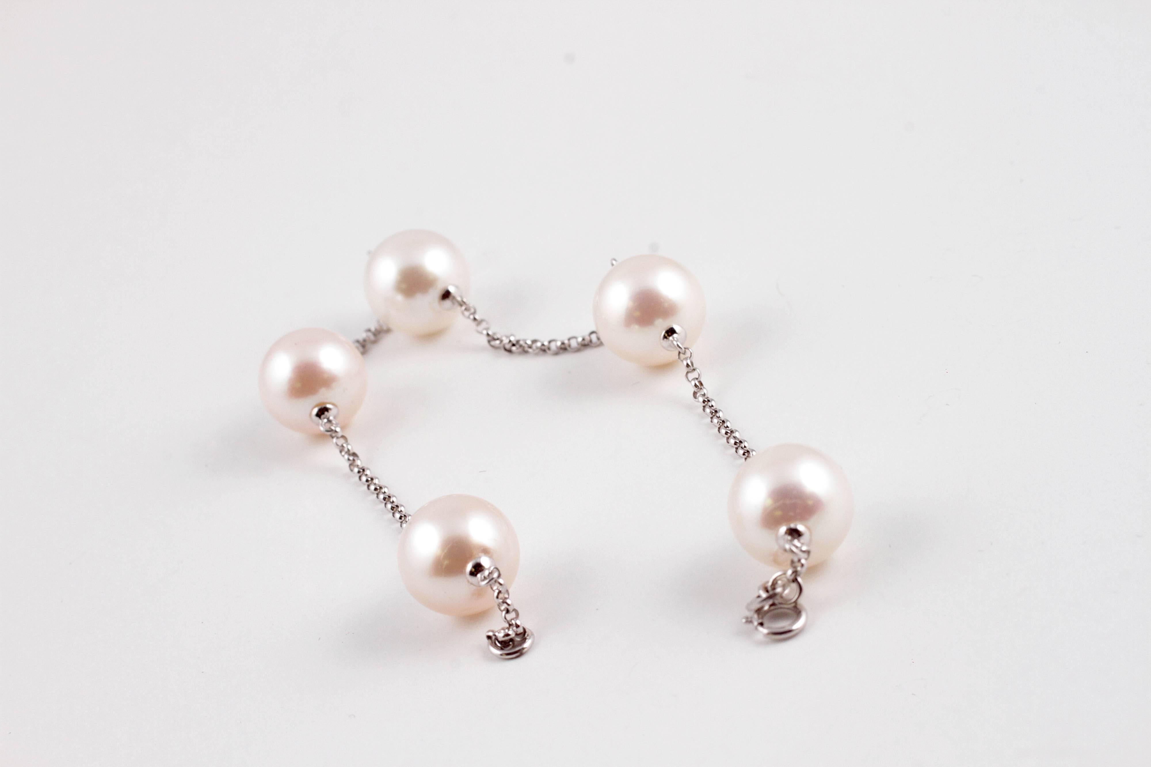 Women's Mastoloni South Sea Cultured Pearl Bracelet White Gold For Sale