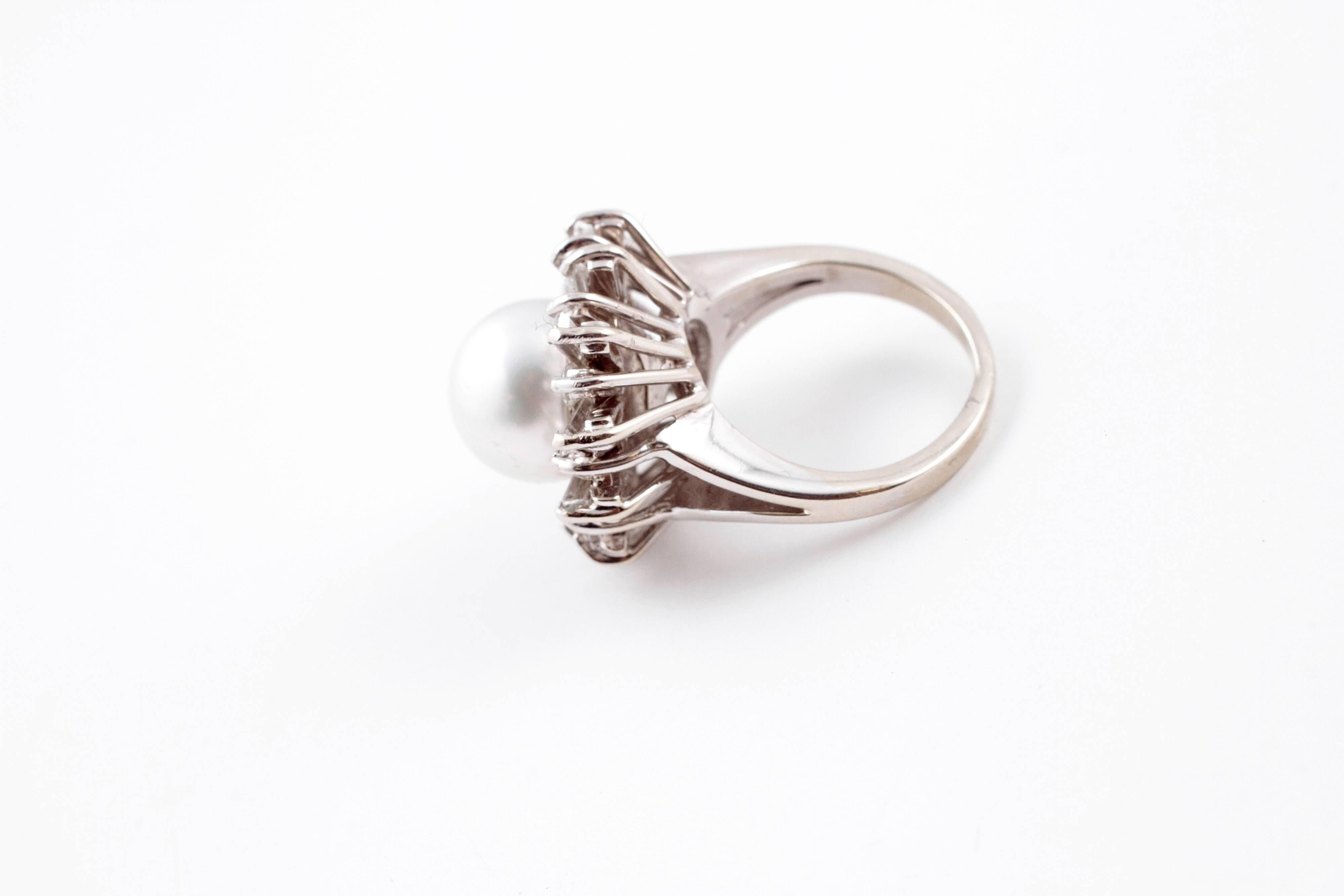South Sea Pearl Diamond White Gold Ring 1