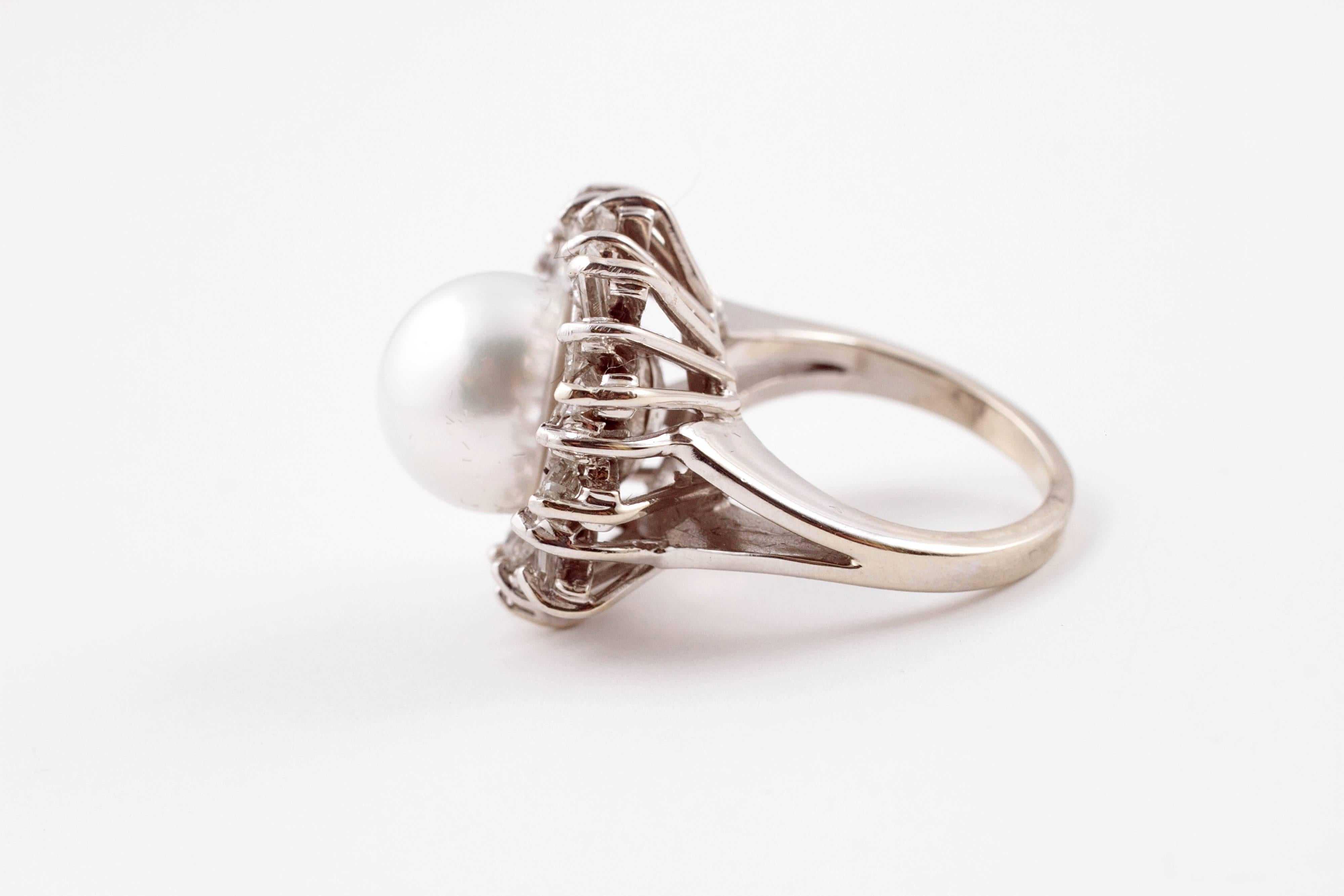 South Sea Pearl Diamond White Gold Ring 2