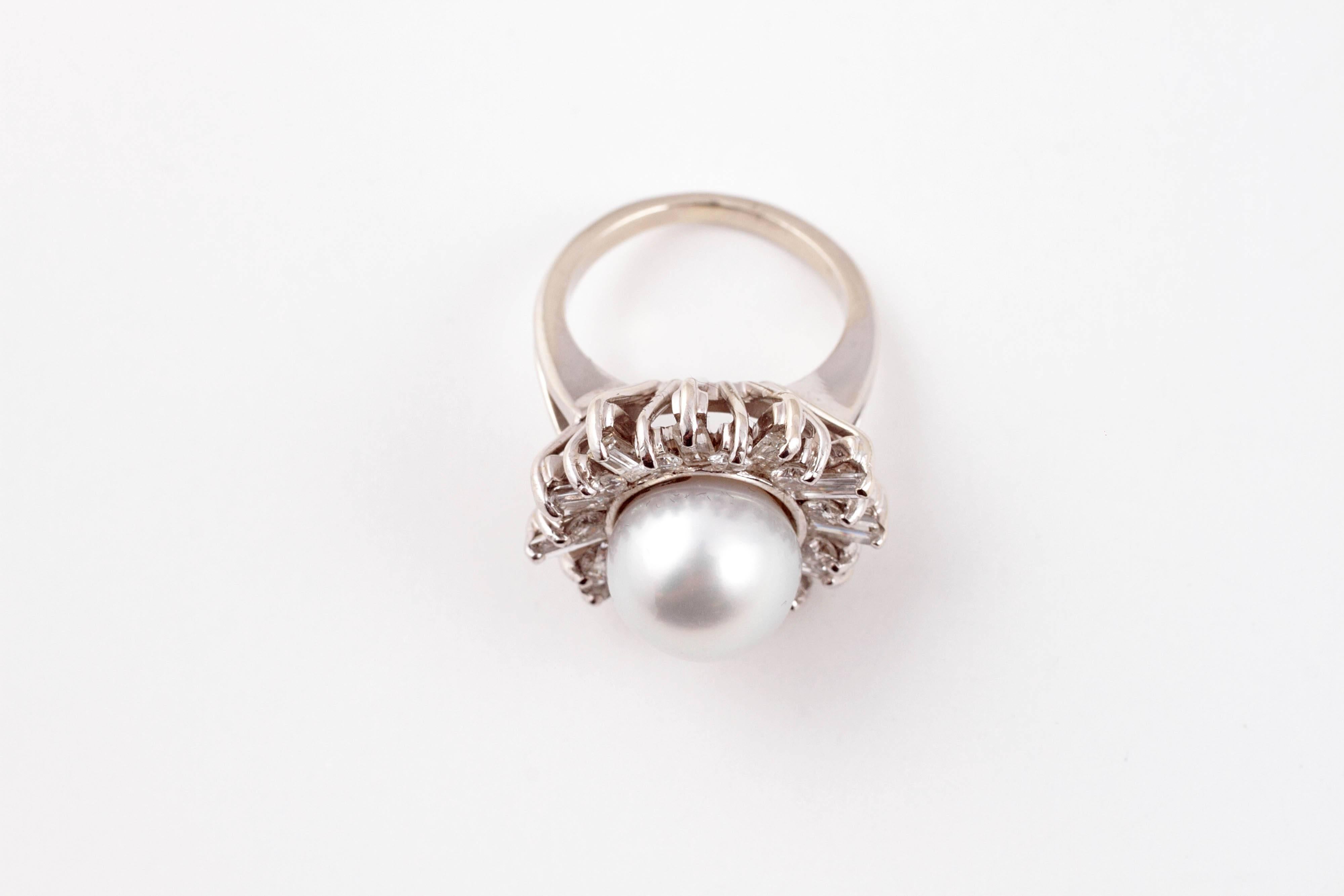 South Sea Pearl Diamond White Gold Ring 4