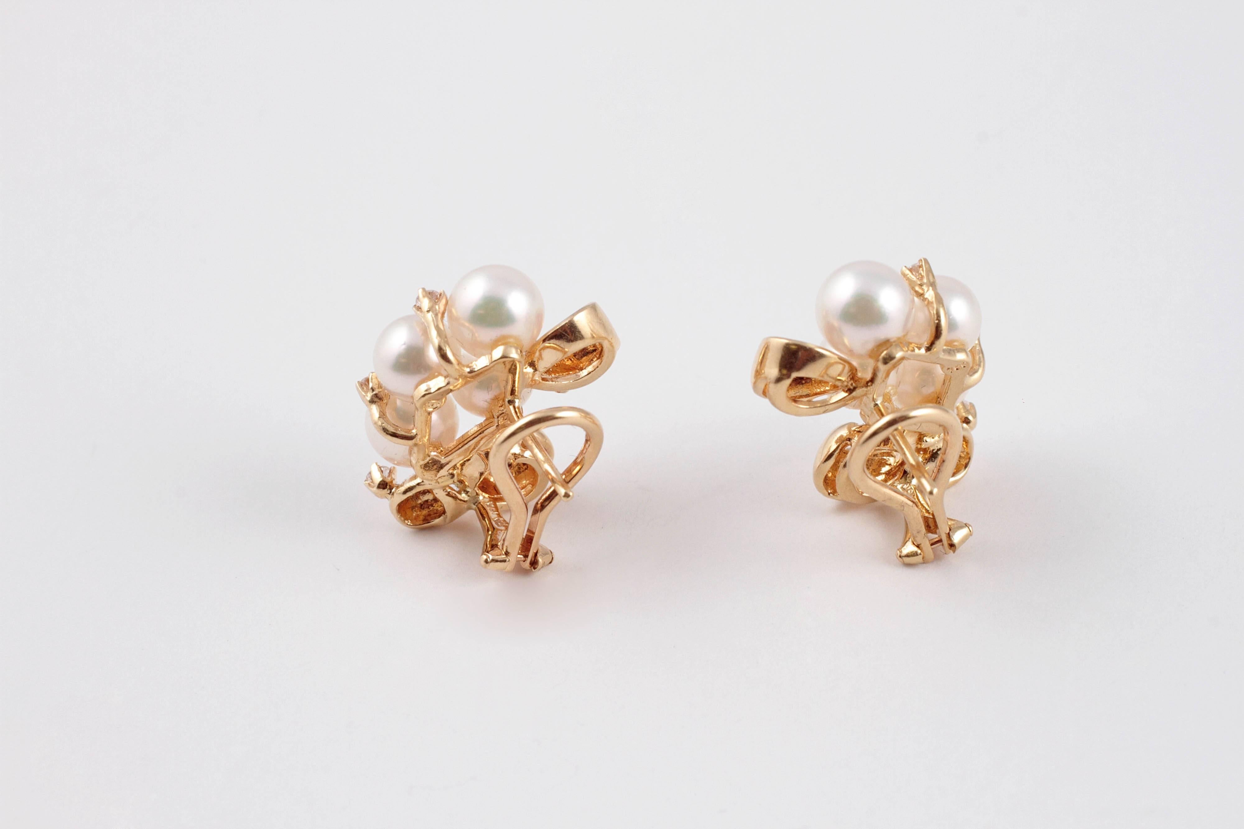Women's Mikimoto Cultured Pearl Diamond Earrings