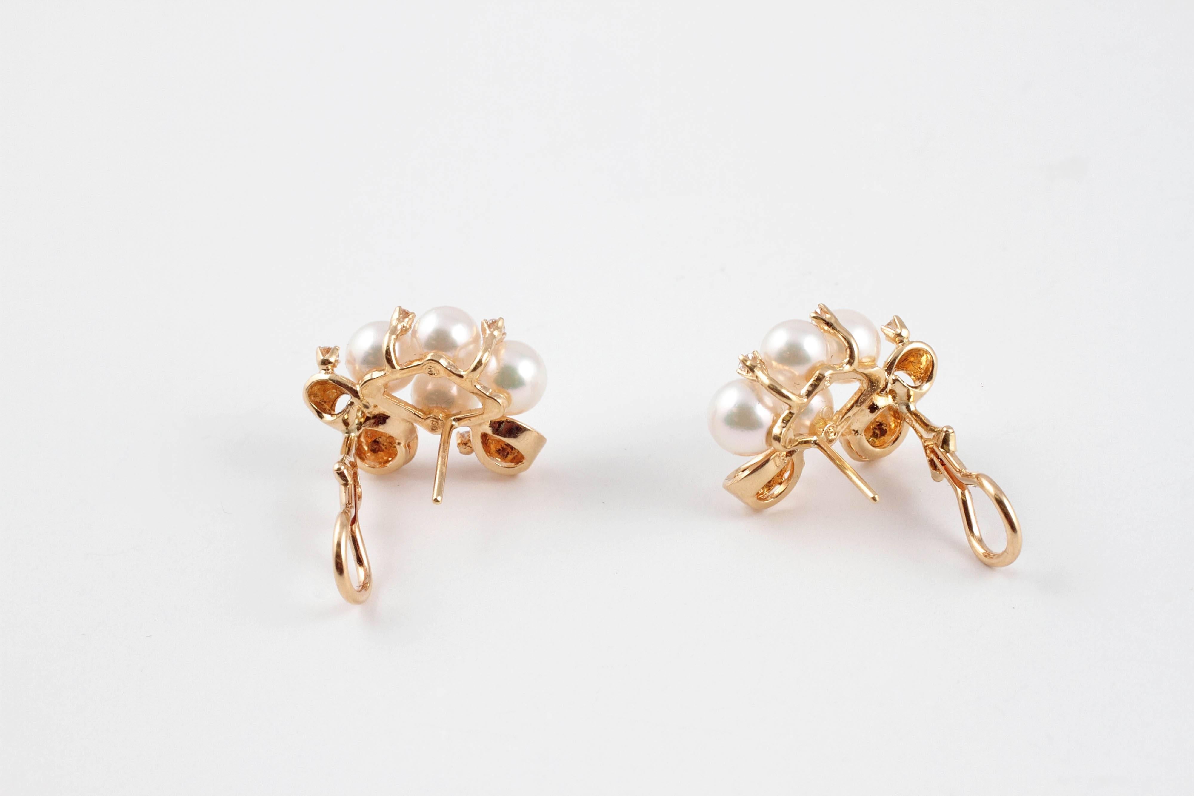 Mikimoto Cultured Pearl Diamond Earrings 1