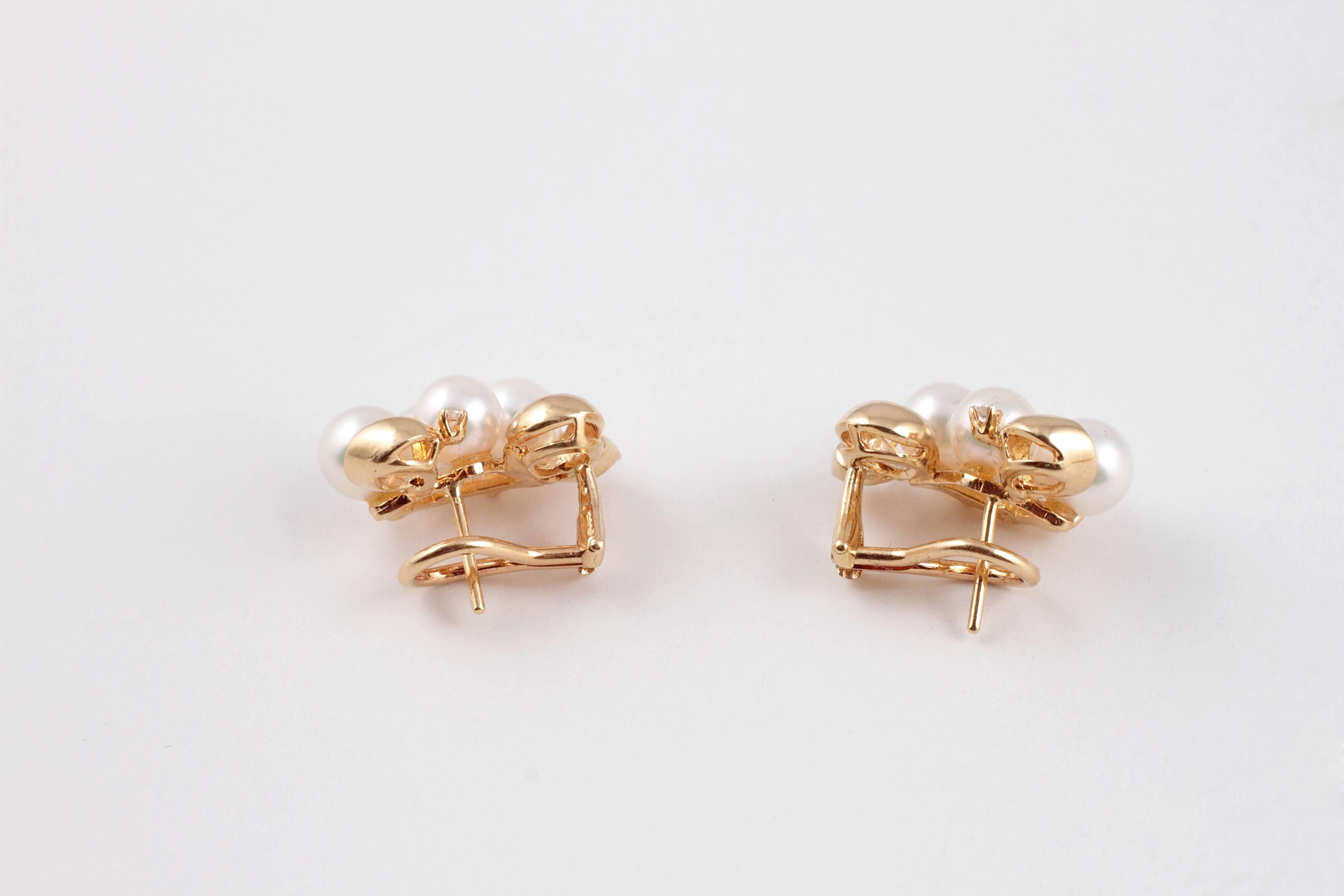 Mikimoto Cultured Pearl Diamond Earrings 4