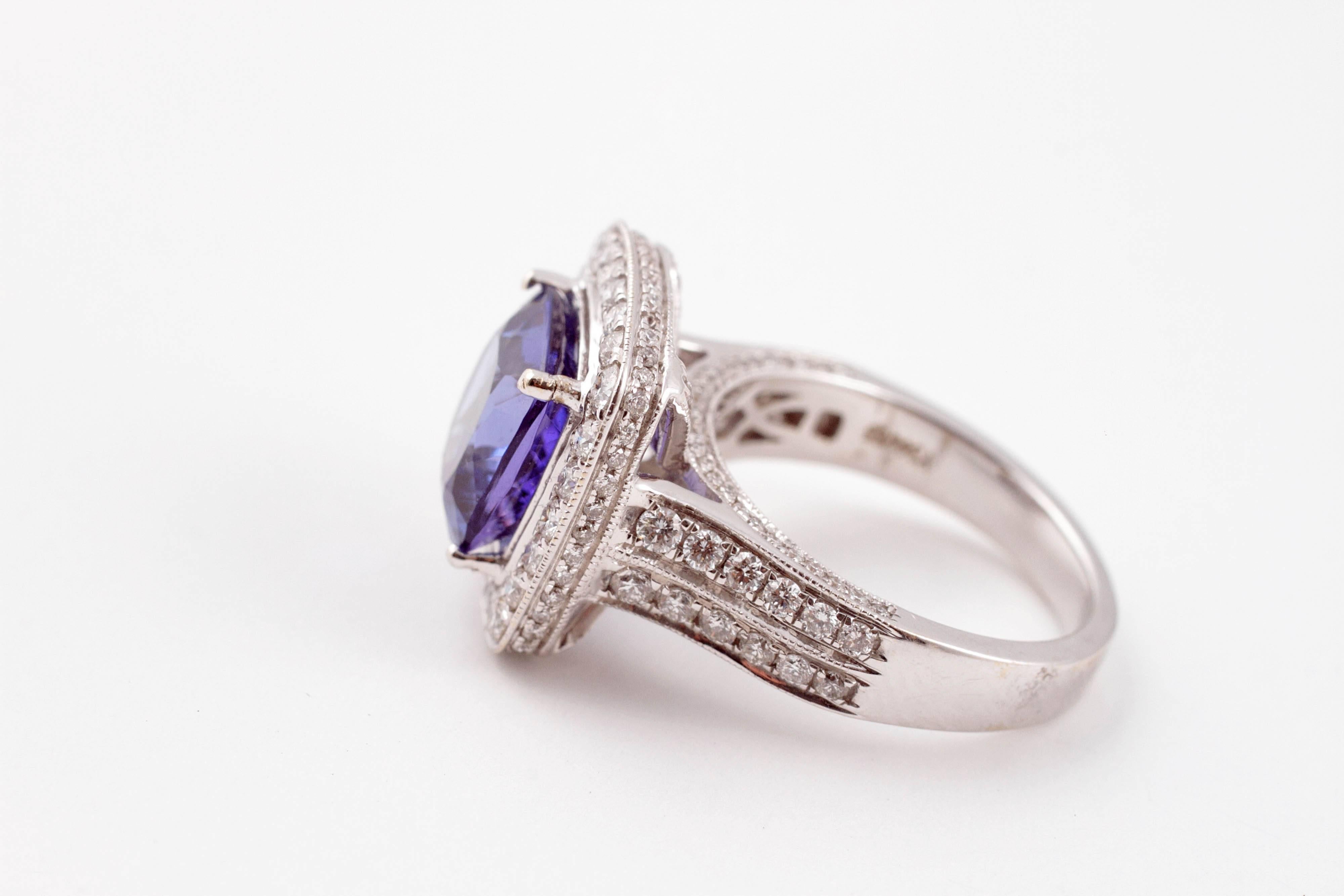 4.74 ct Tanzanite Diamond White Gold Ring In Good Condition In Dallas, TX