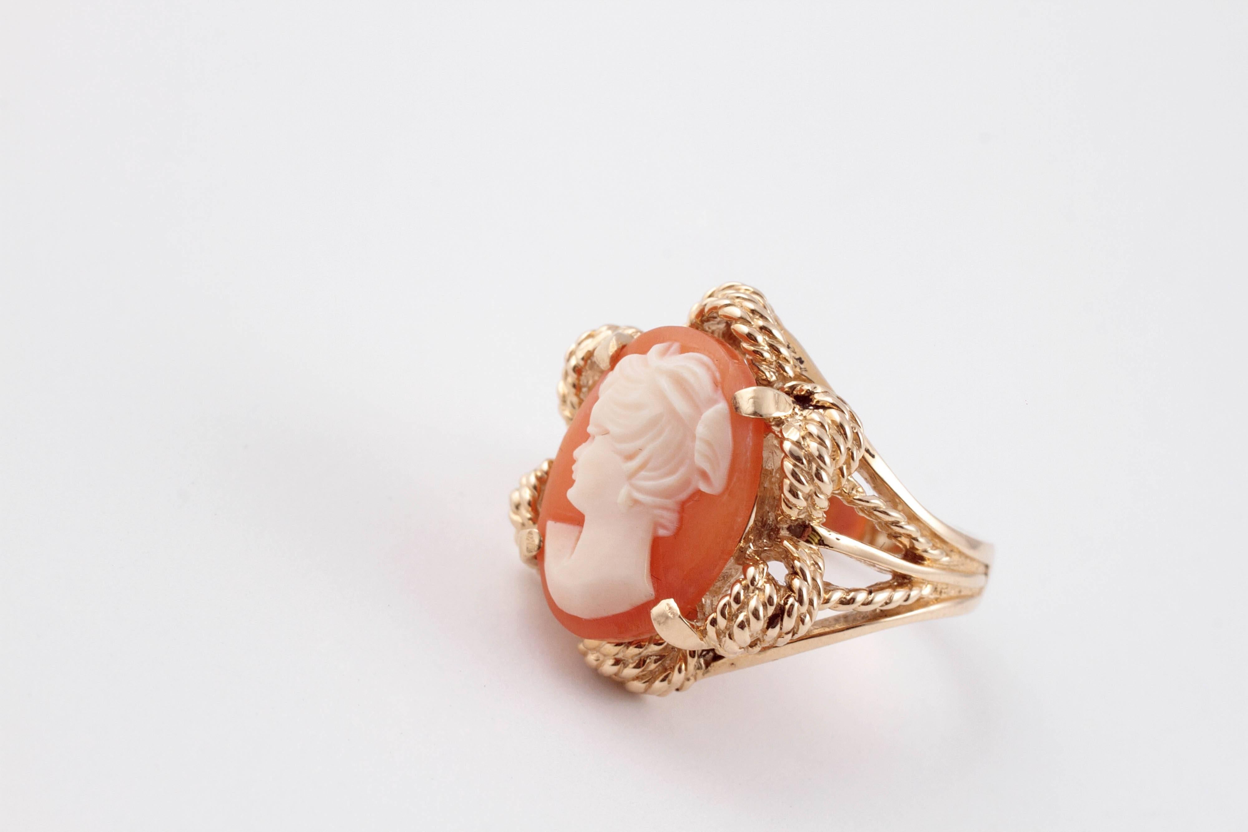 14k gold cameo ring