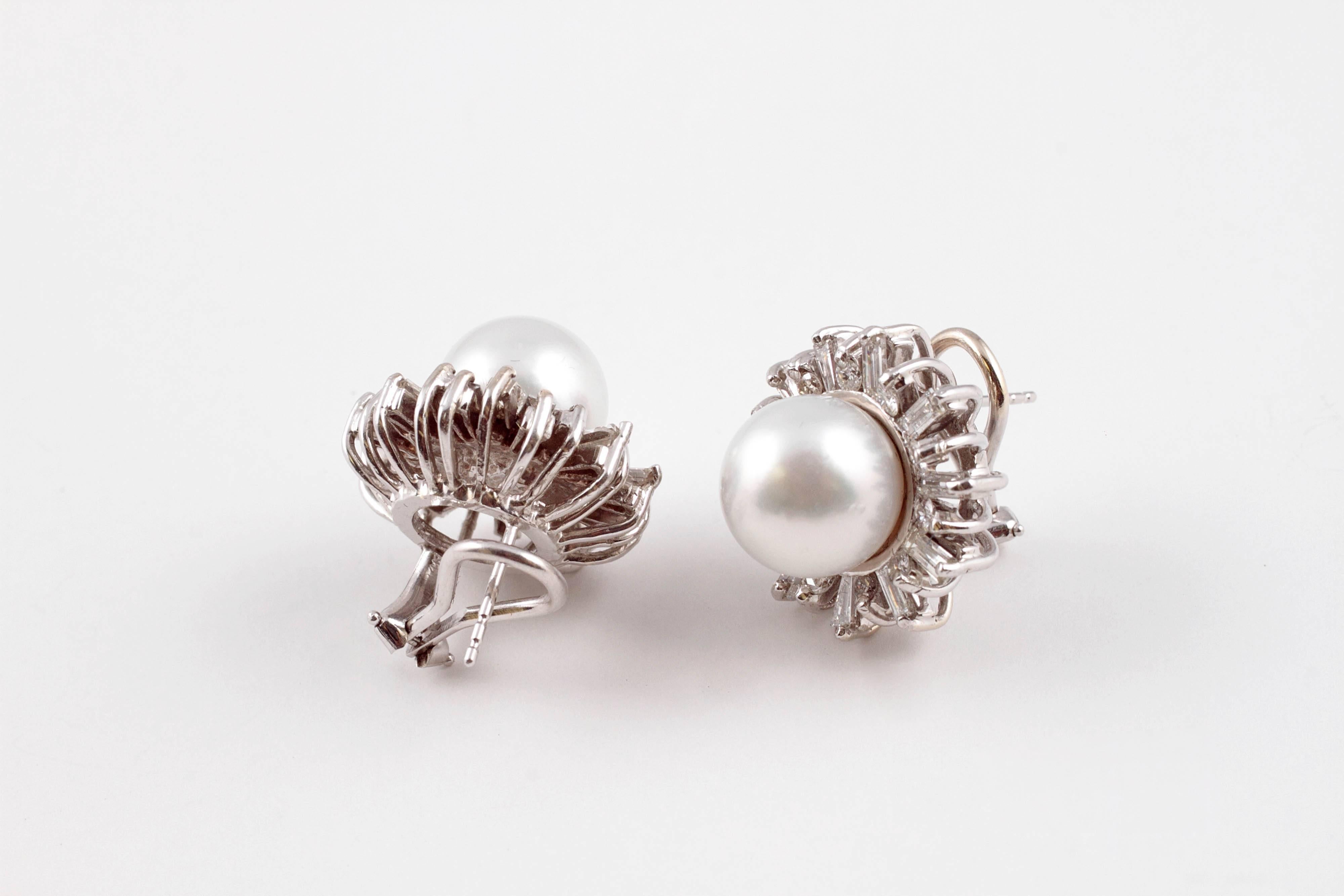 Women's South Sea Pearl Diamond White Gold Earrings