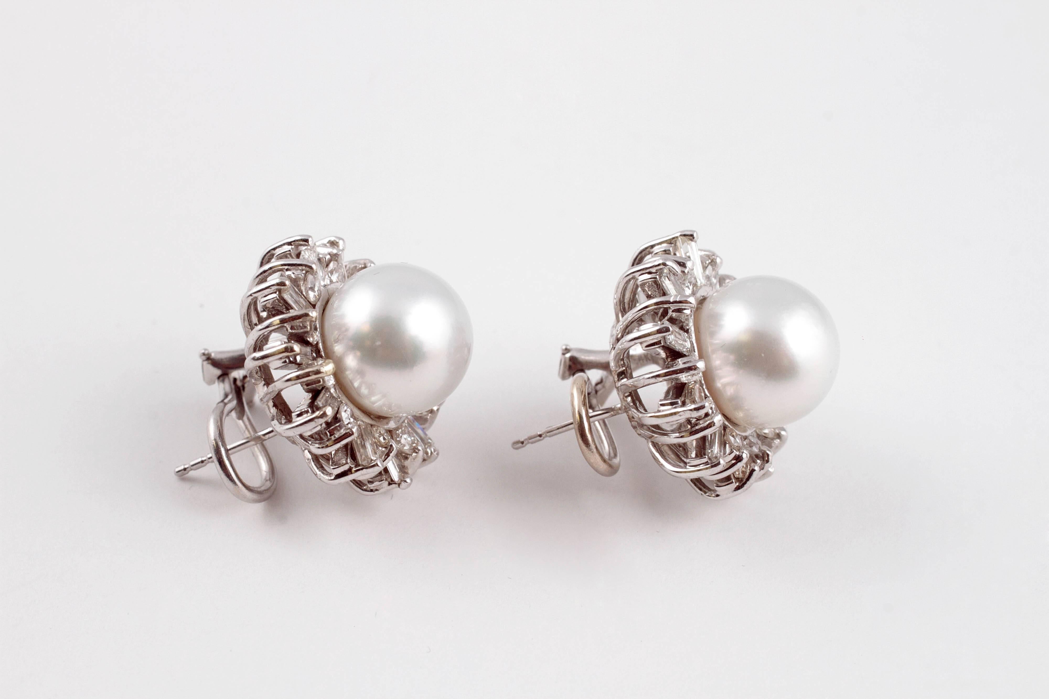 South Sea Pearl Diamond White Gold Earrings 2