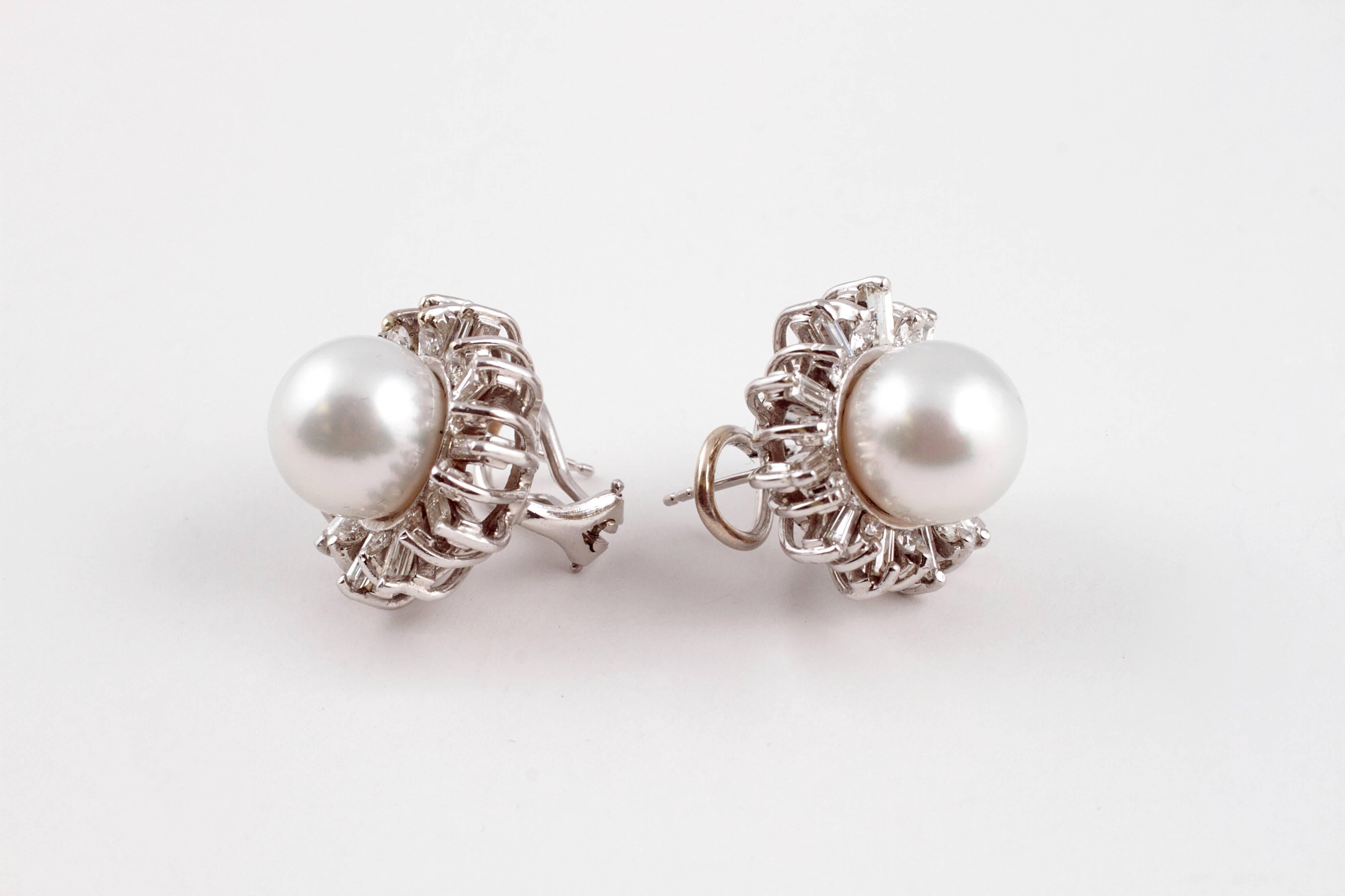 South Sea Pearl Diamond White Gold Earrings 3
