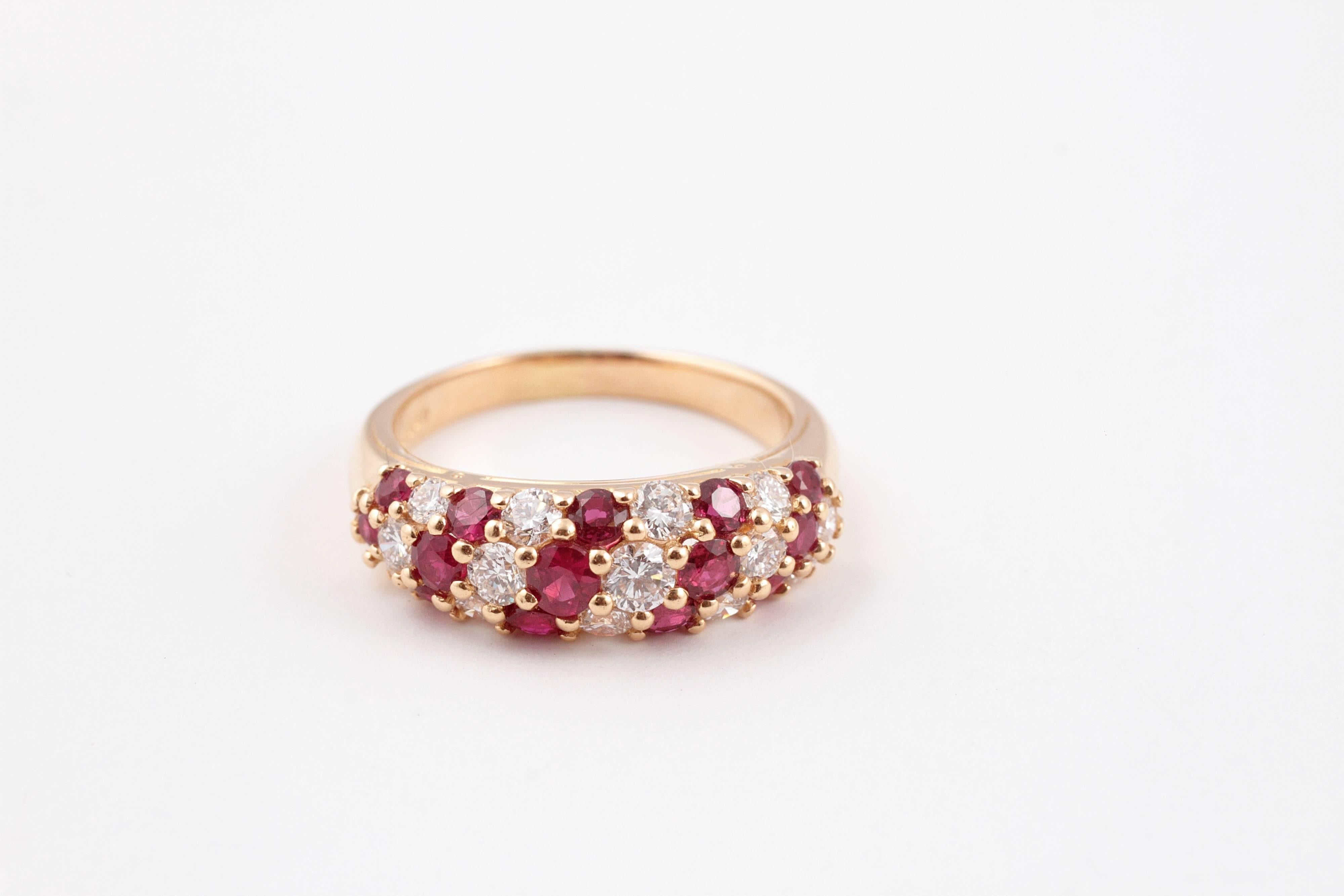 Oscar Heyman 1,11 Karat Rubin 0,87 Karat Diamant Gelbgold Ring (Rundschliff) im Angebot