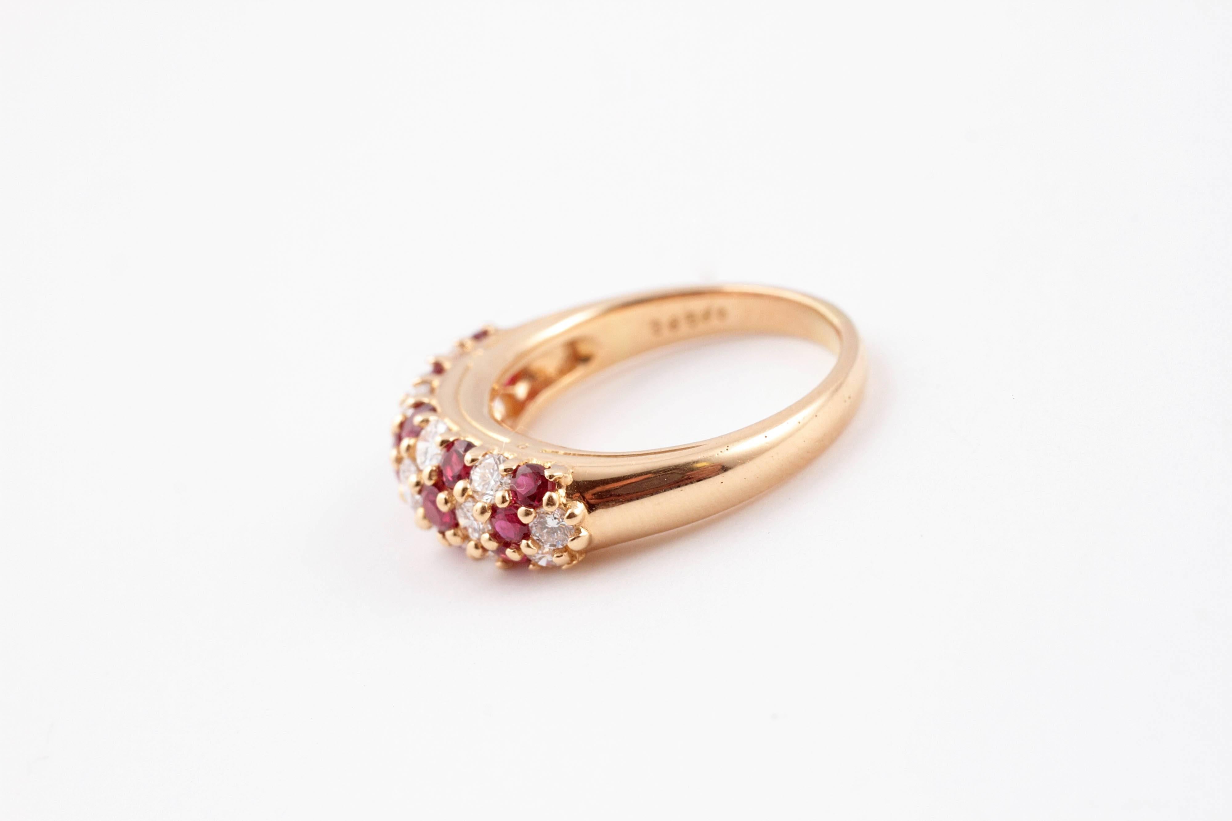 Round Cut Oscar Heyman 1.11 Carat Ruby 0.87 Carat Diamond Yellow Gold Ring For Sale
